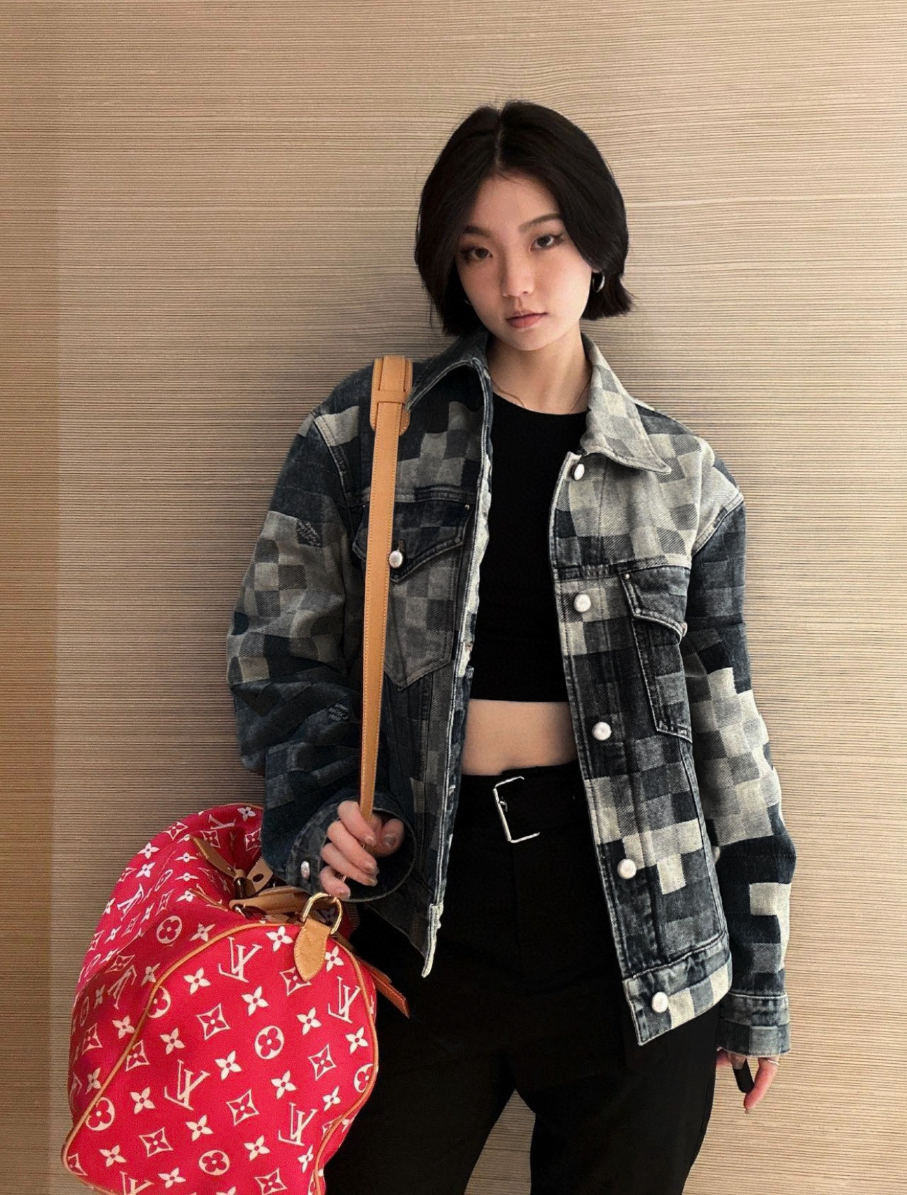 Louis Vuitton 黑马赛克 牛仔套装服装 9