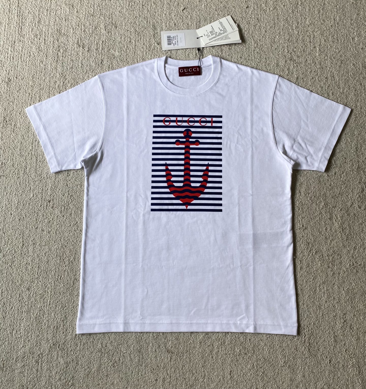 Gucc*i…⚓原版级⚓船锚印花圆领短袖
⚠原¥4,700购买；白色...