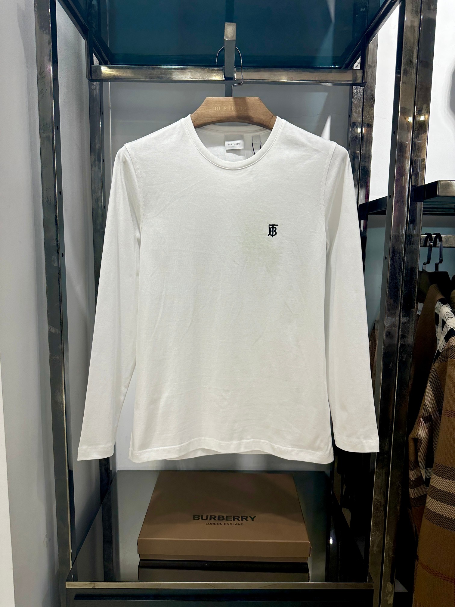 Burberry Clothing T-Shirt White Embroidery Men Cotton Fall Collection Long Sleeve