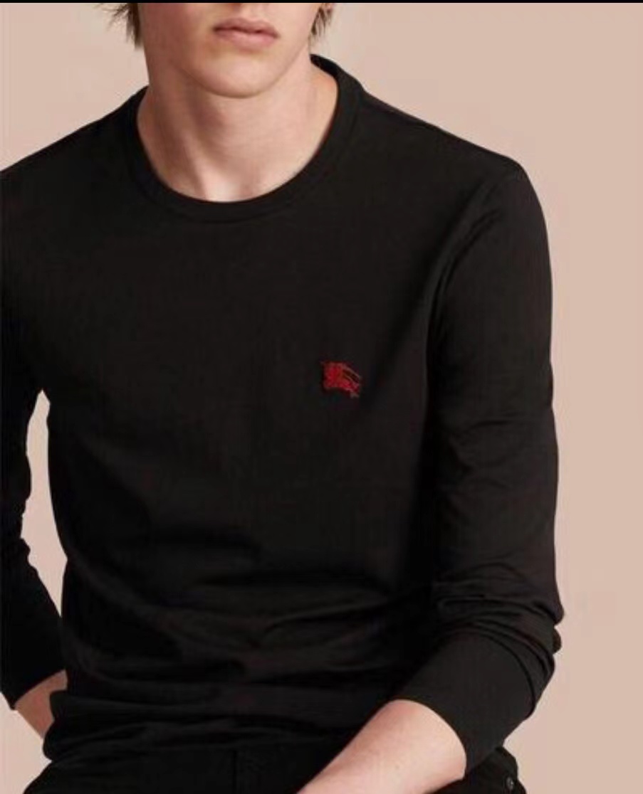 Burberry Clothing T-Shirt Embroidery Men Cotton Fall Collection Long Sleeve