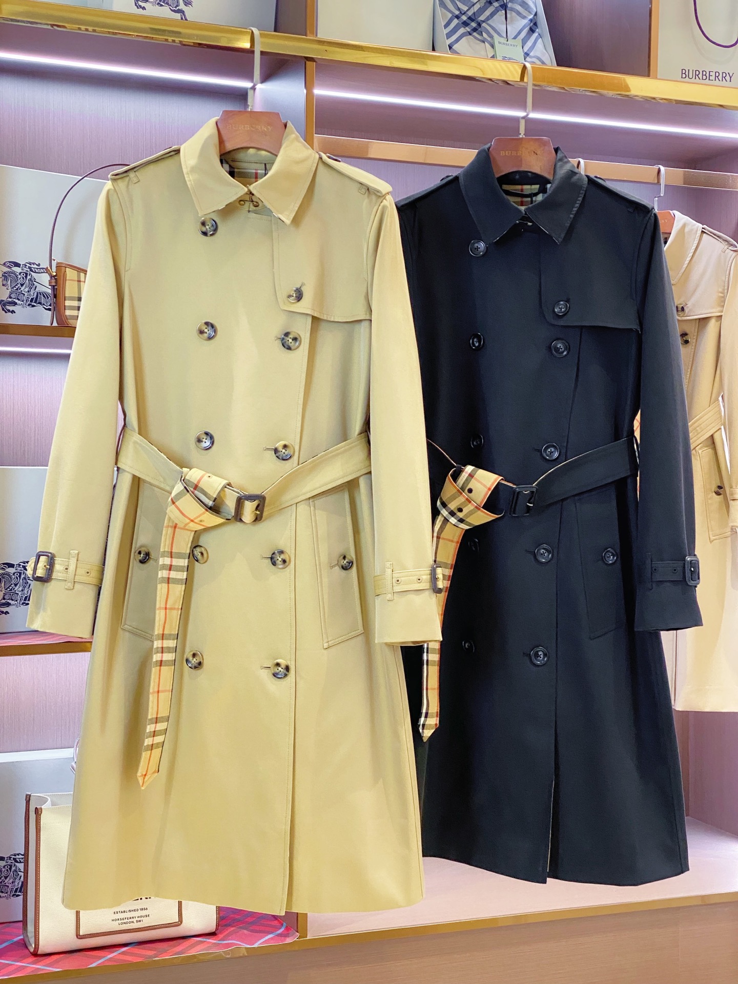 Burberry Double Breasted Belted Trench Coat
