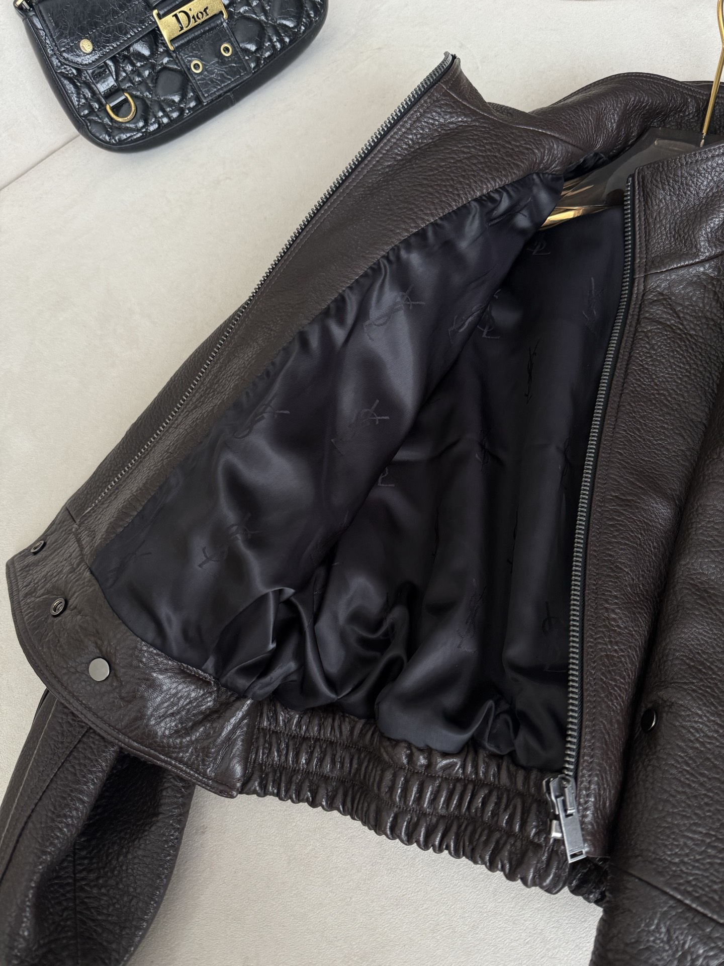 YSL Cropped Leather Biker Jacket