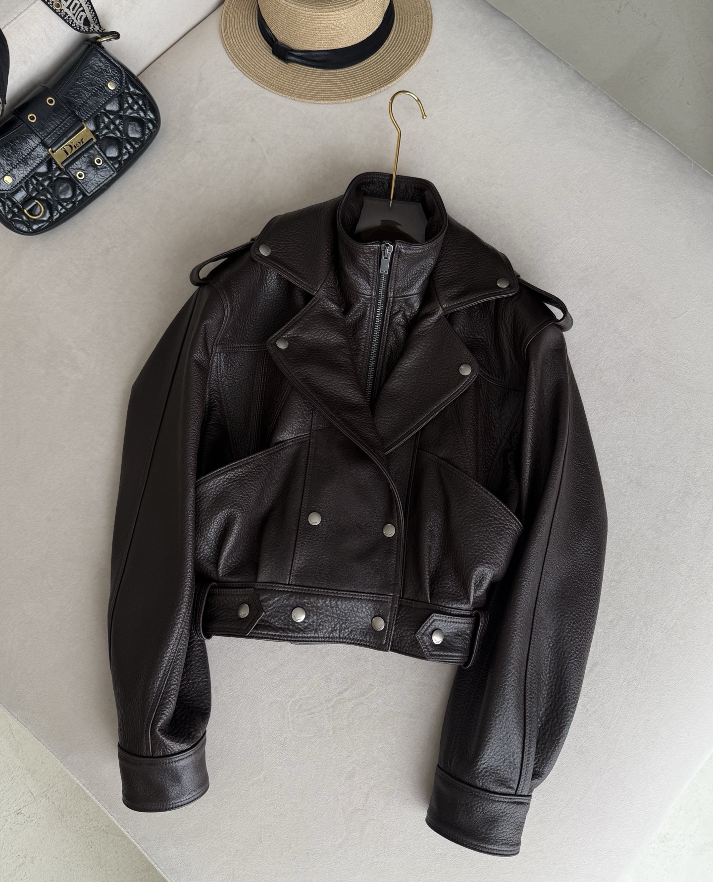 YSL Cropped Leather Biker Jacket