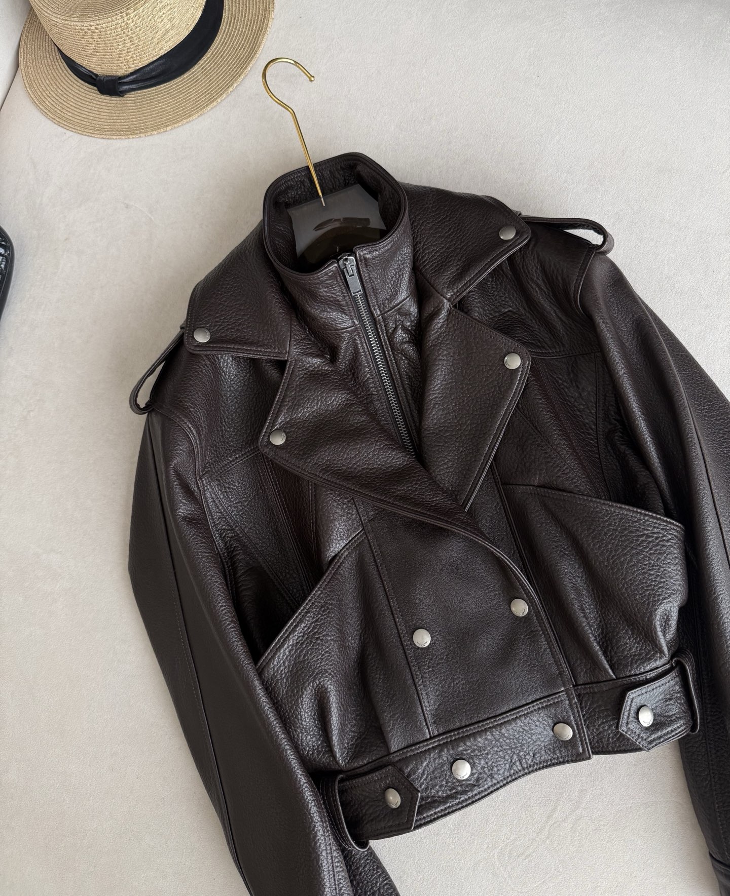 YSL Cropped Leather Biker Jacket