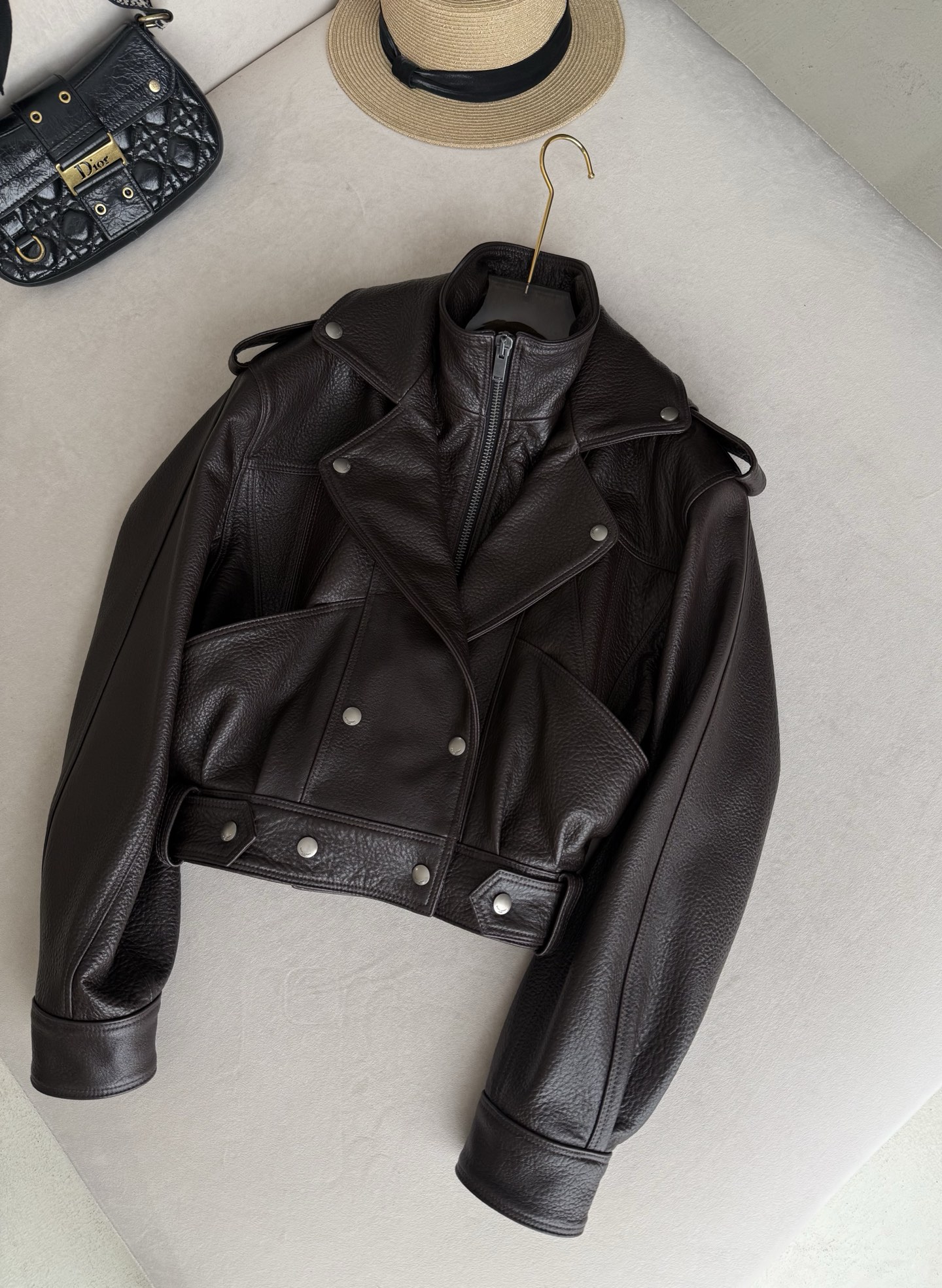 YSL Cropped Leather Biker Jacket