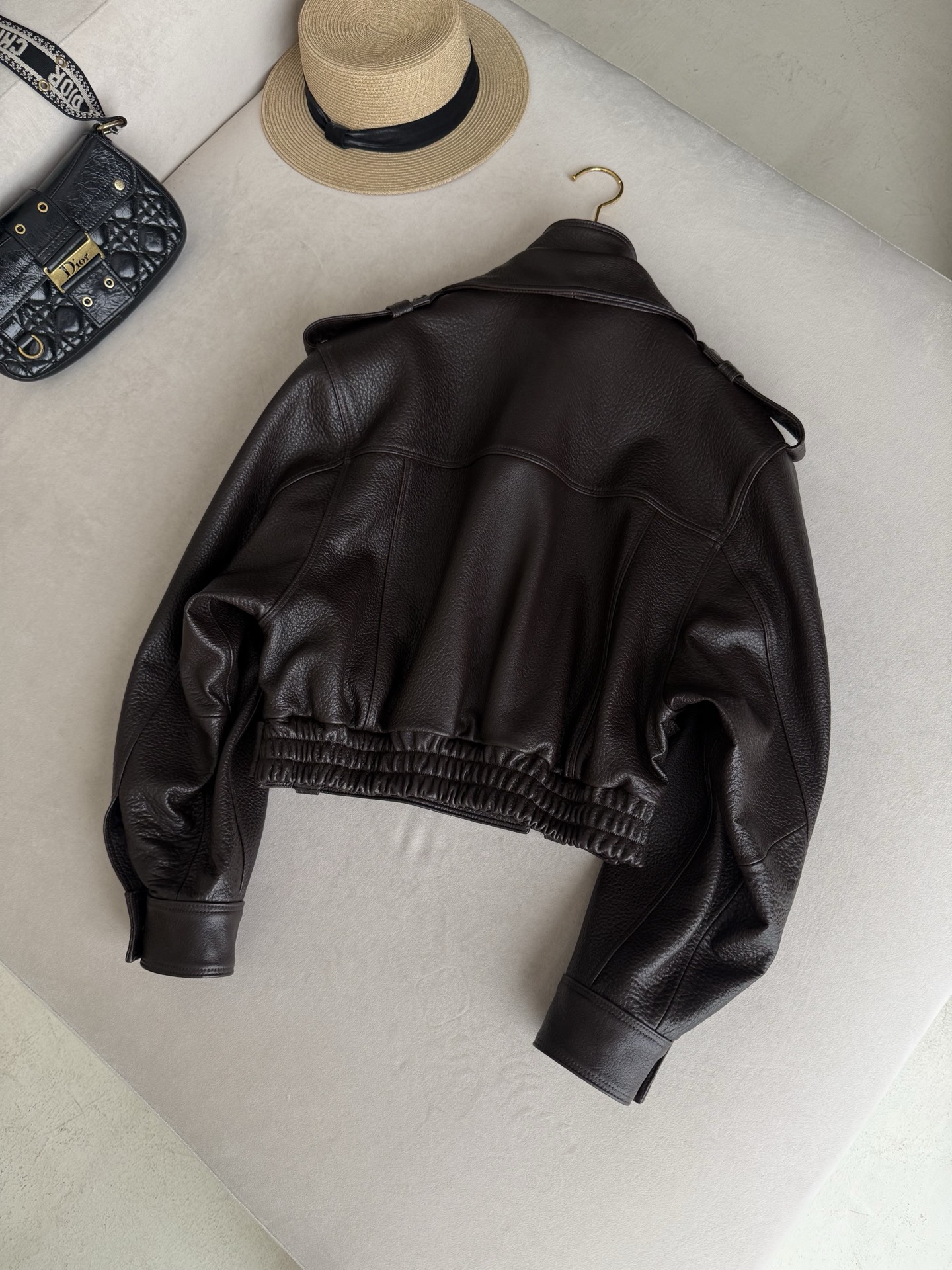 YSL Cropped Leather Biker Jacket