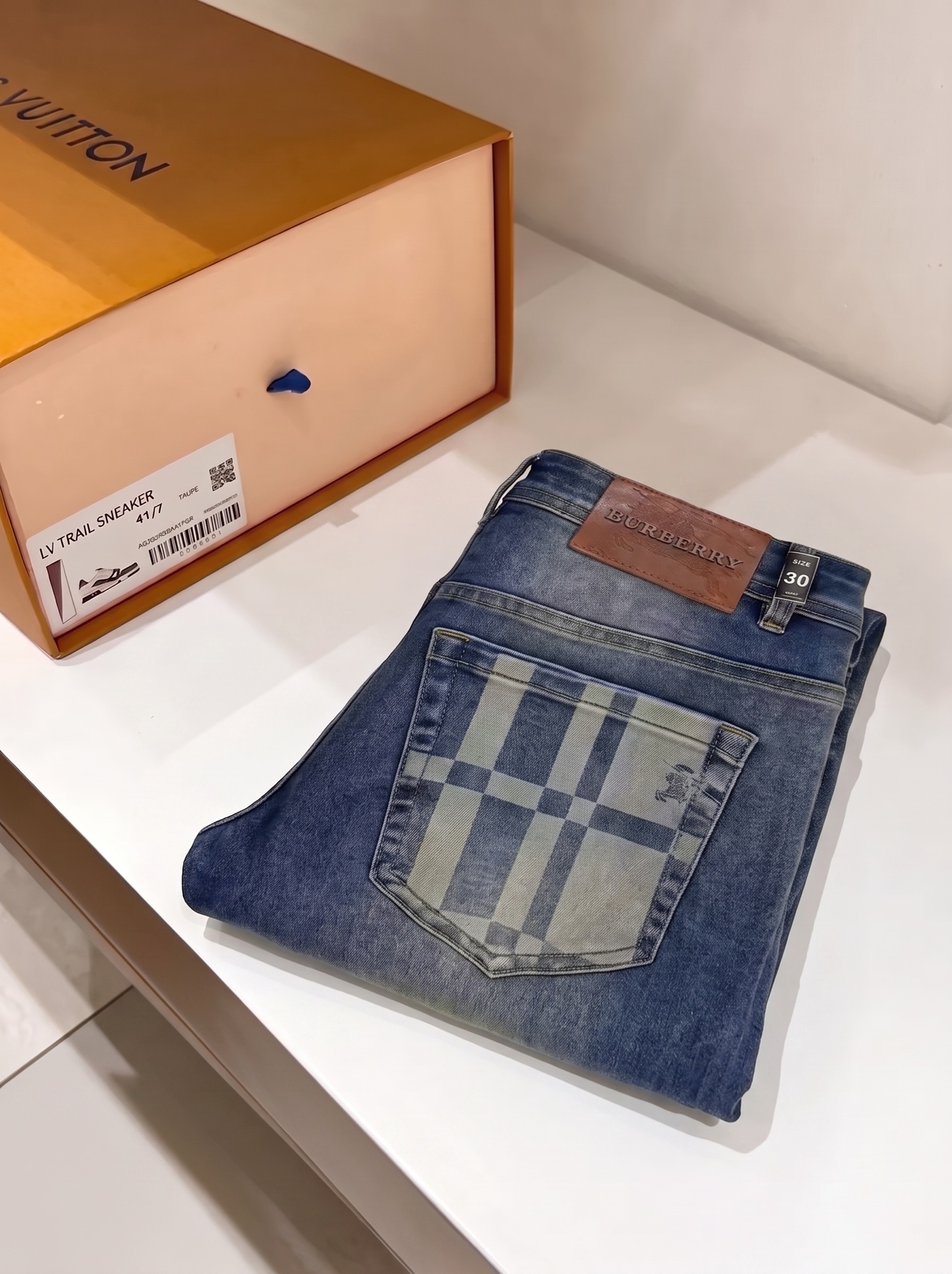 Burberry Blue Check Pocket Jeans