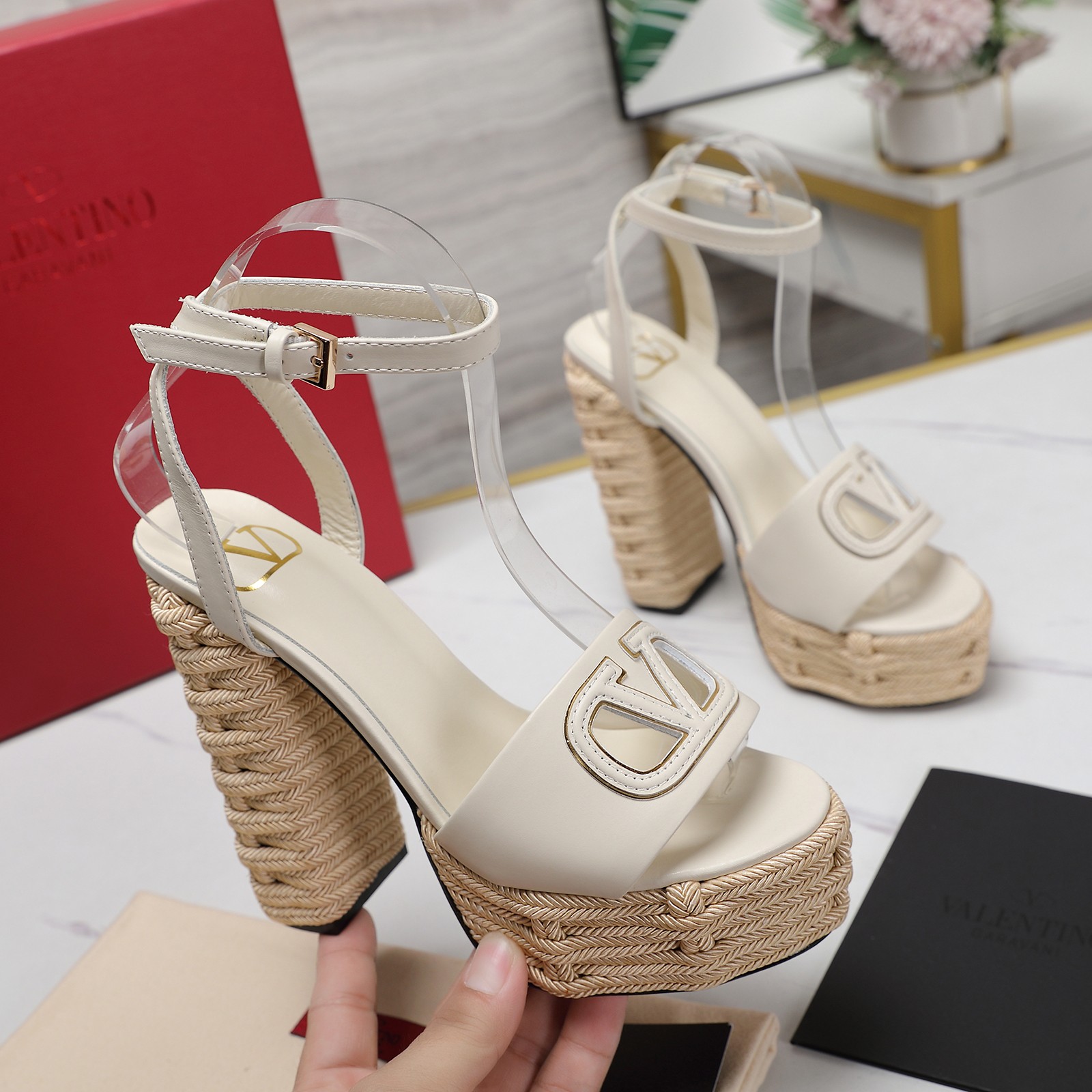 Valentino Women's Platform Sandals with Woven Espadrille Heel - Latest Design 2 a1719667454299 8678