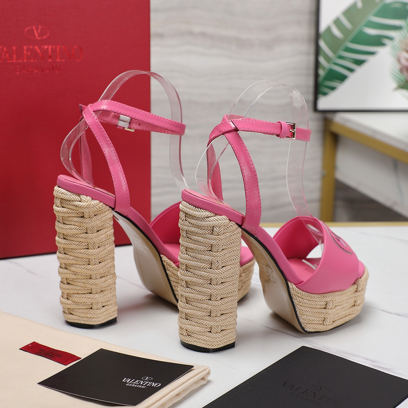 Valentino Platform Sandals with Braided Rope Design and Leather Sole 9 a1719667860499 0231