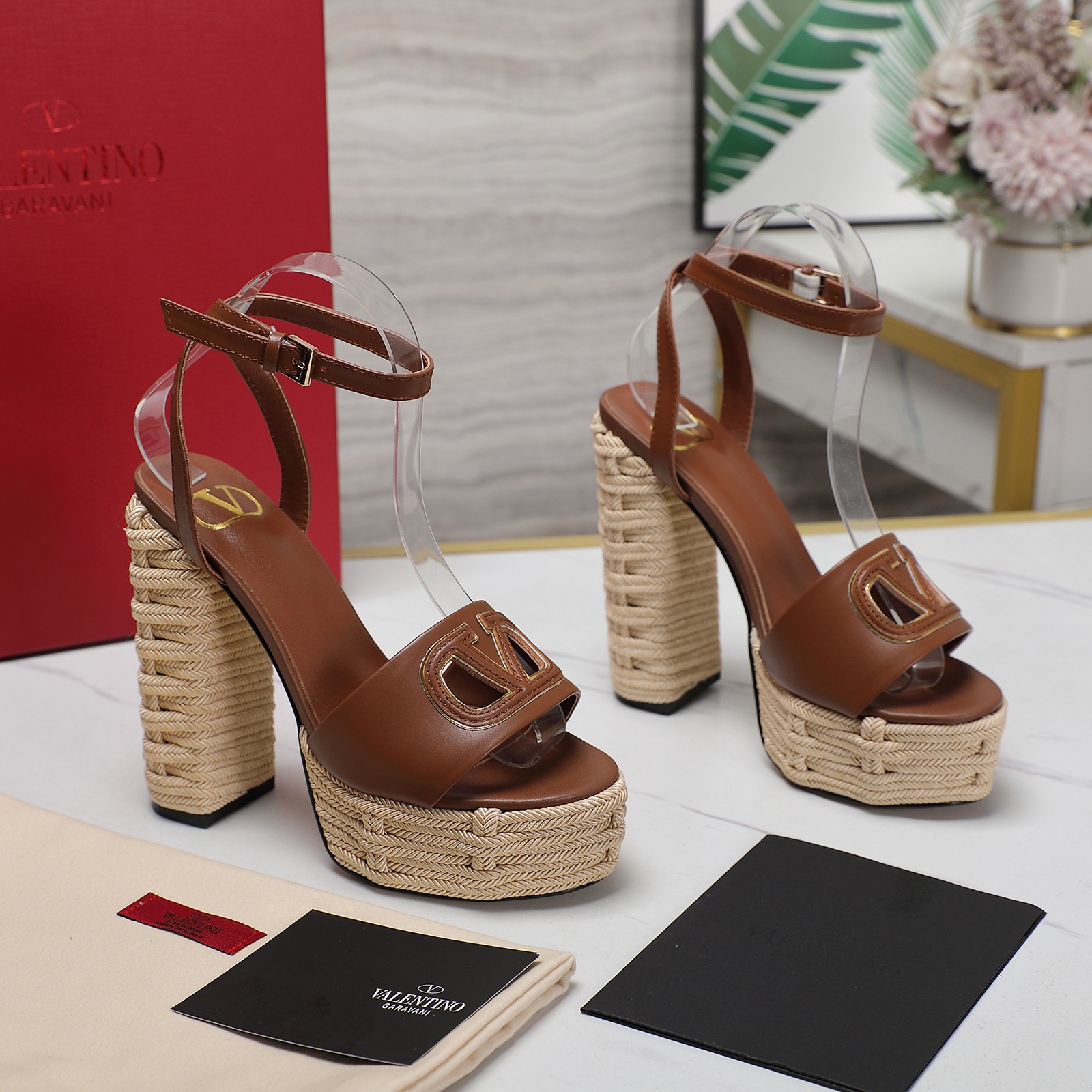 Valentino Raffia Platform Sandals, Designer High Heels, Women's Fashion 10 a1719667924739 0275