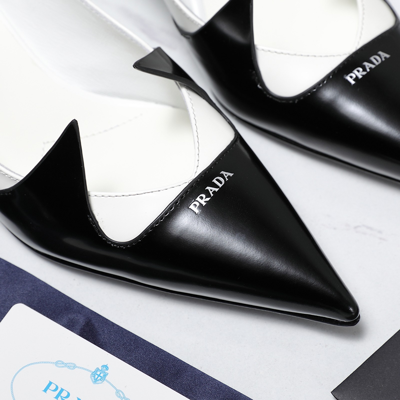 Prada Women's Two-Tone Leather Pointed Toe Kitten Heel Pumps 10 a1740223592497 5480