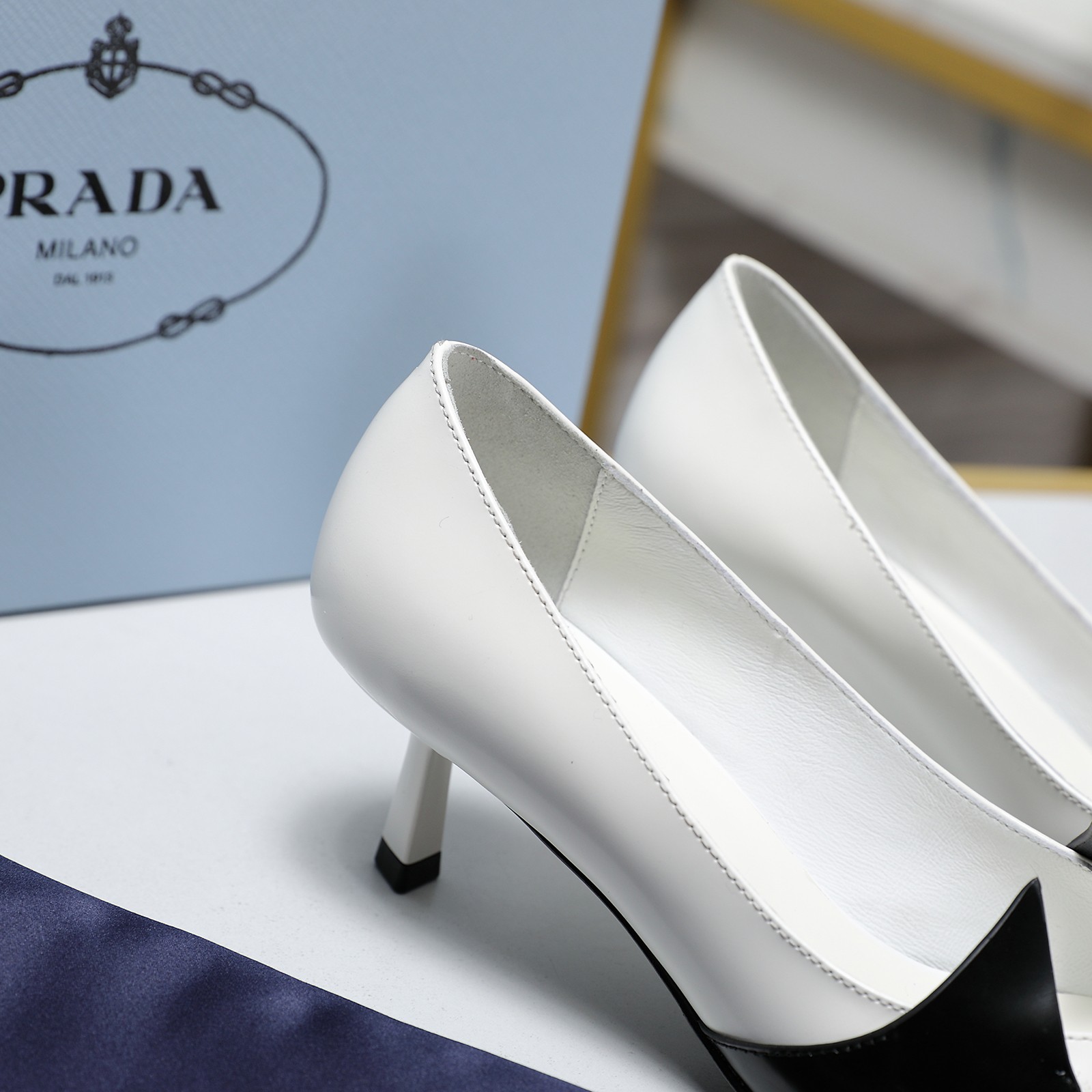 Prada Women's Two-Tone Leather Pointed Toe Kitten Heel Pumps 9 a1740223593479 4881