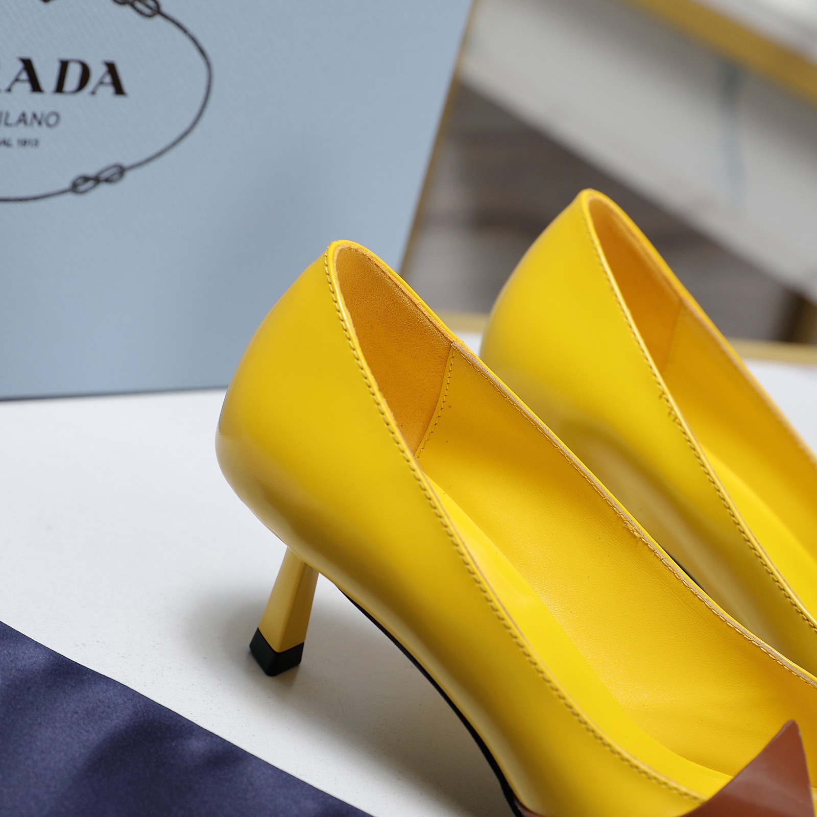 Prada Women's Pointed Toe Silk and Leather Kitten Heel Pumps 5 a1740223734926 1541