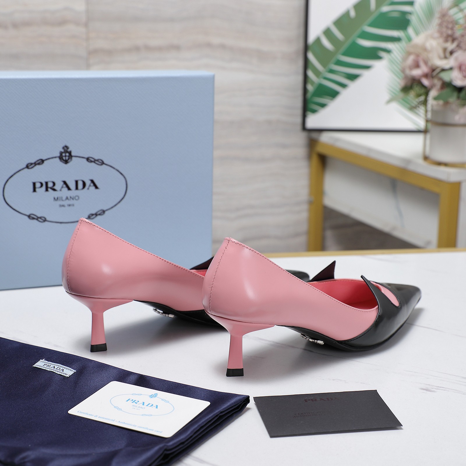 Prada Women's Pointed Toe Slingback Heels Leather Pumps Kitten Heels 6 a1740223771309 4724
