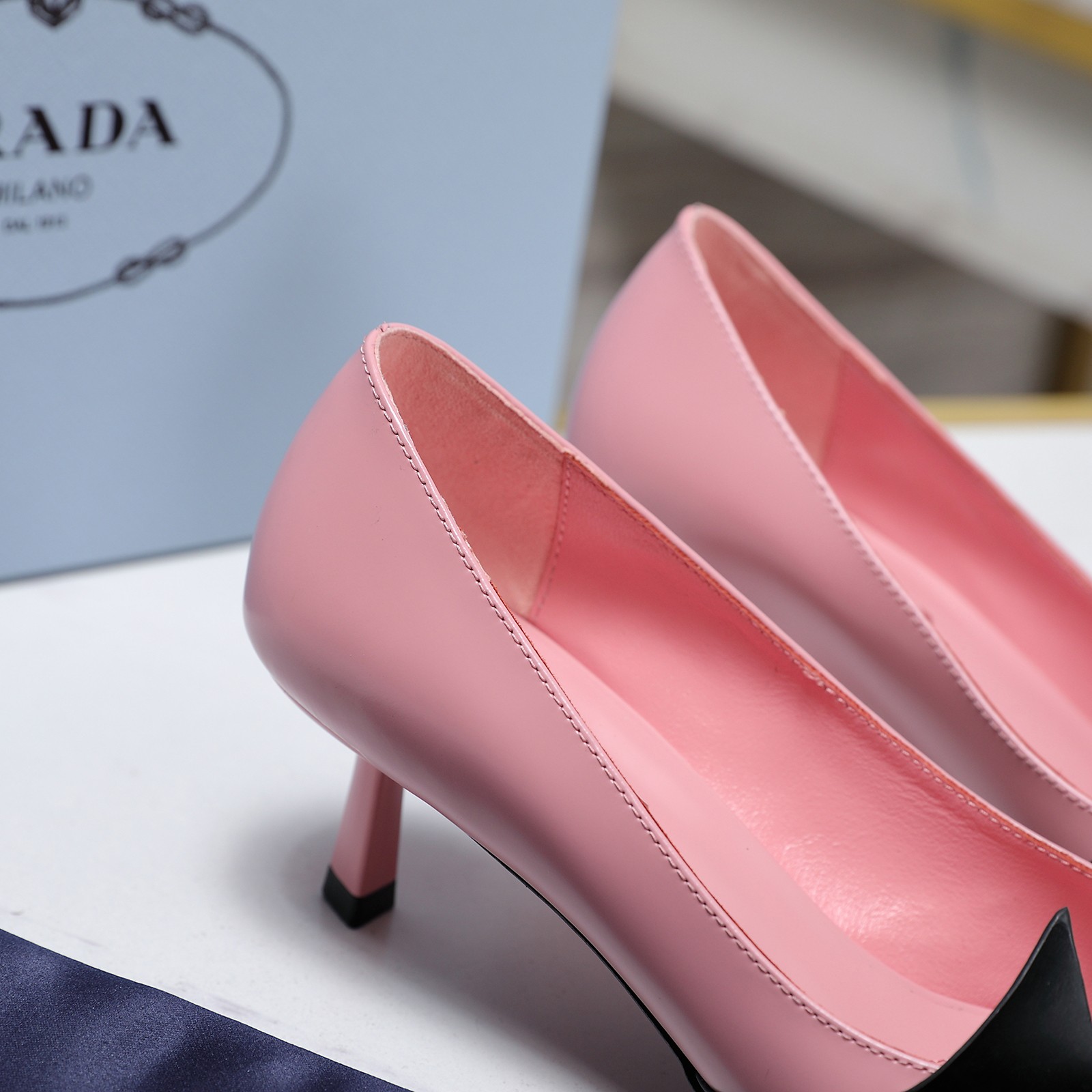 Prada Women's Pointed Toe Slingback Heels Leather Pumps Kitten Heels 8 a1740223771362 3355