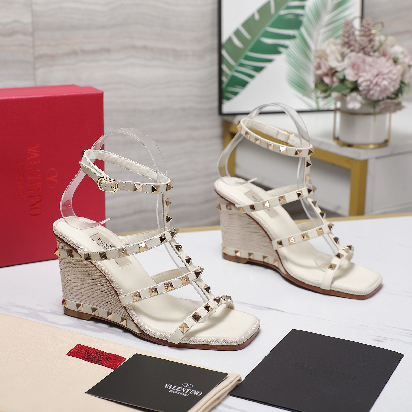 Valentino Raffia Wedge Sandals with Studs - Luxurious & Stylish 5 a1740326065149 7267