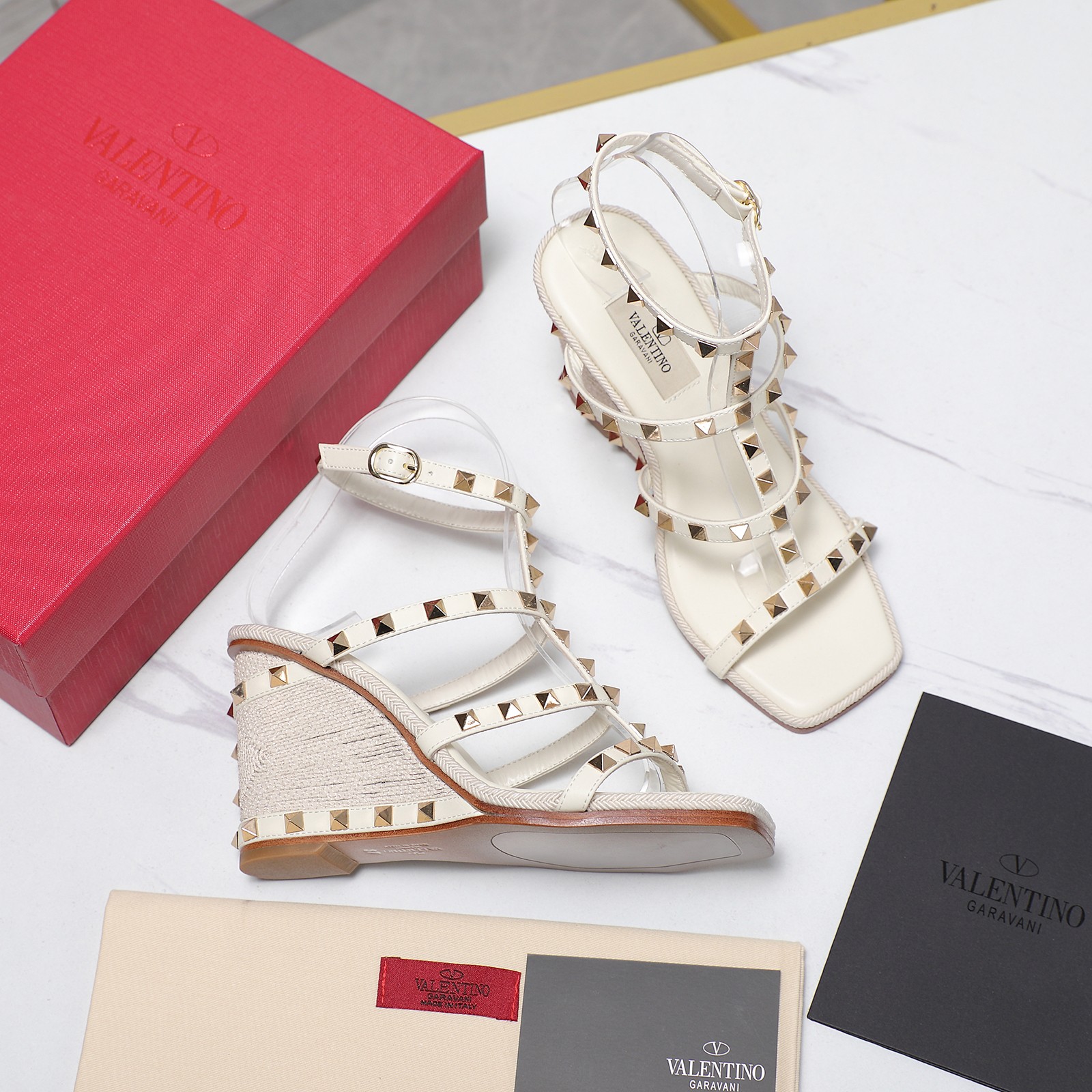 Valentino Raffia Wedge Sandals with Studs - Luxurious & Stylish 6 a1740326065150 6002