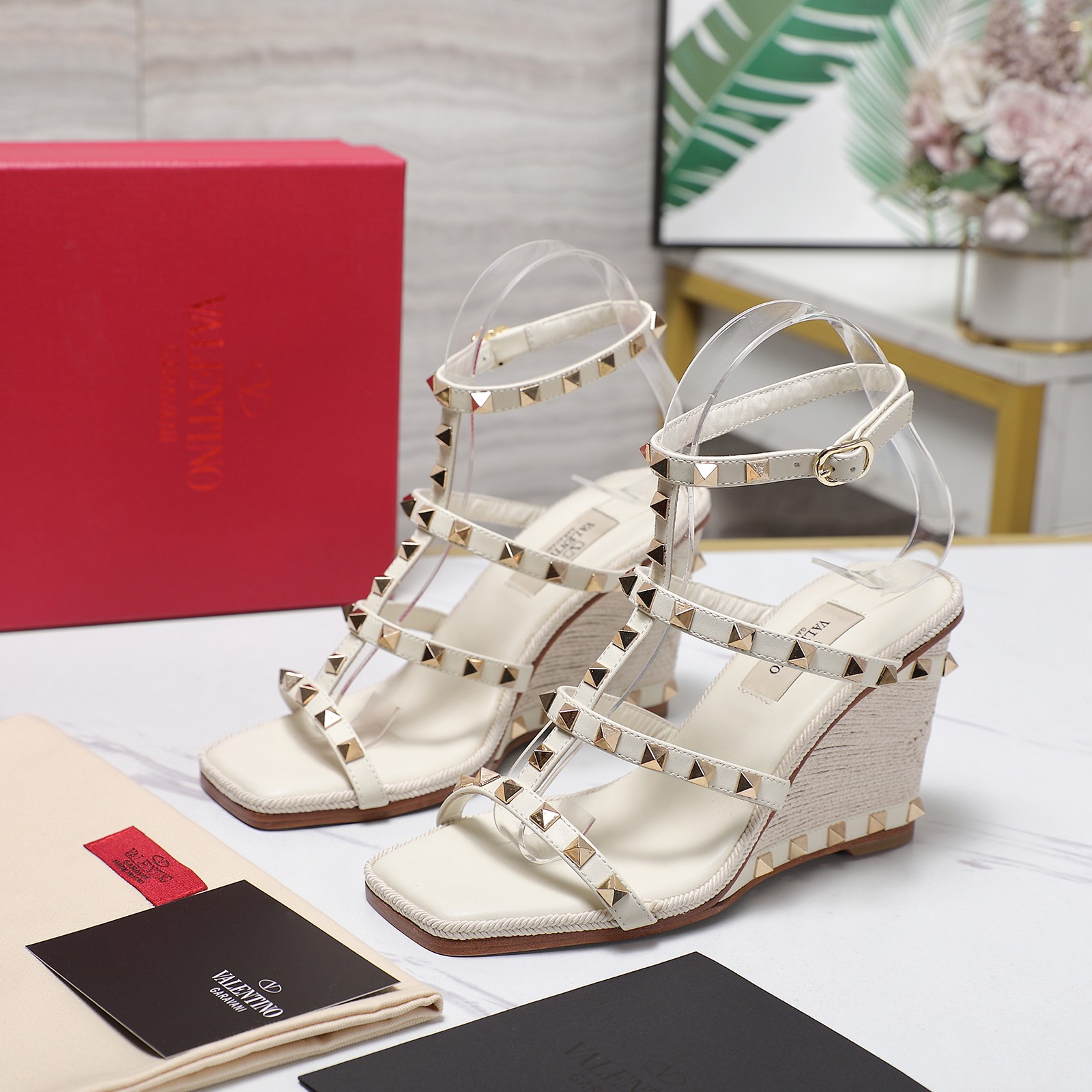 Valentino Raffia Wedge Sandals with Studs - Luxurious & Stylish 3 a1740326065206 5200