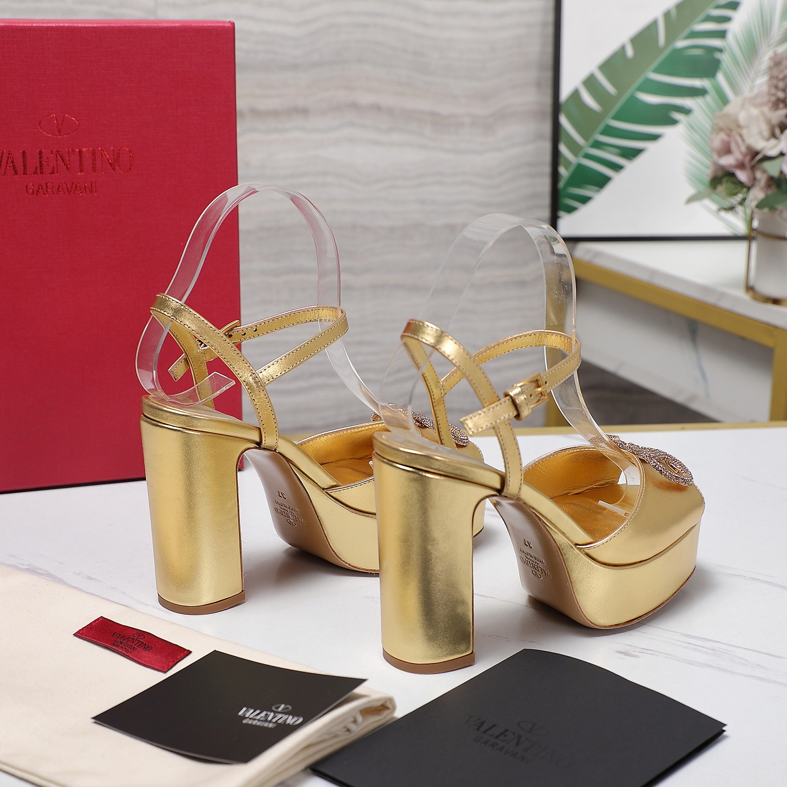 Valentino Metallic Gold Platform Heeled Sandals With Rhinestone Logo 7 a1741792550365 1117