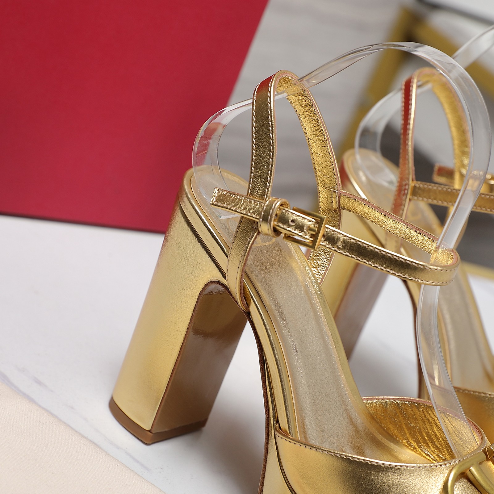 Valentino Metallic Platform Sandals with Block Heel and Logo - Gold 9 a1741792915264 3131