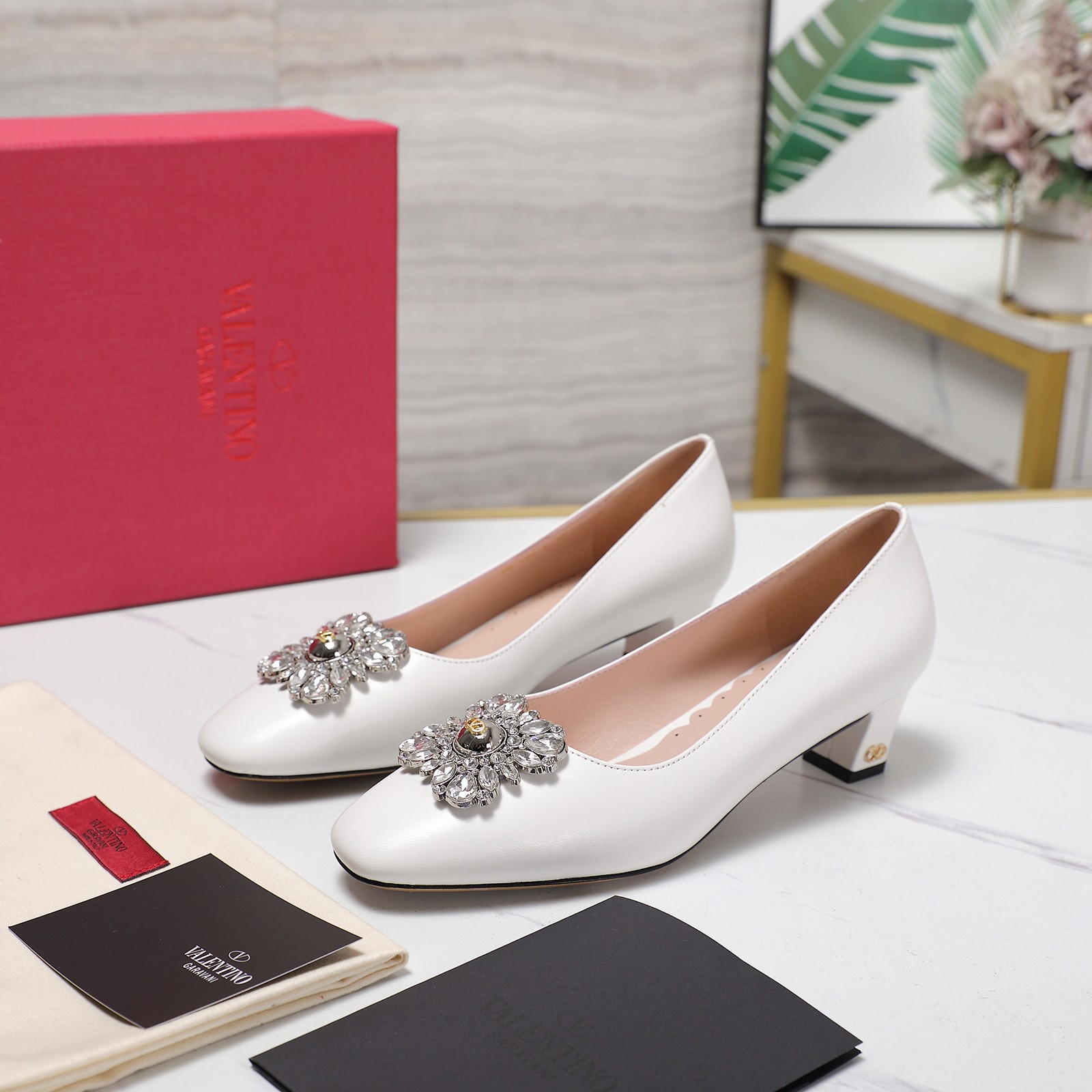 Valentino Women's Pumps with Crystal Embellishments - Elegant Mid-Heel Shoes 3 a1741958286244 7654