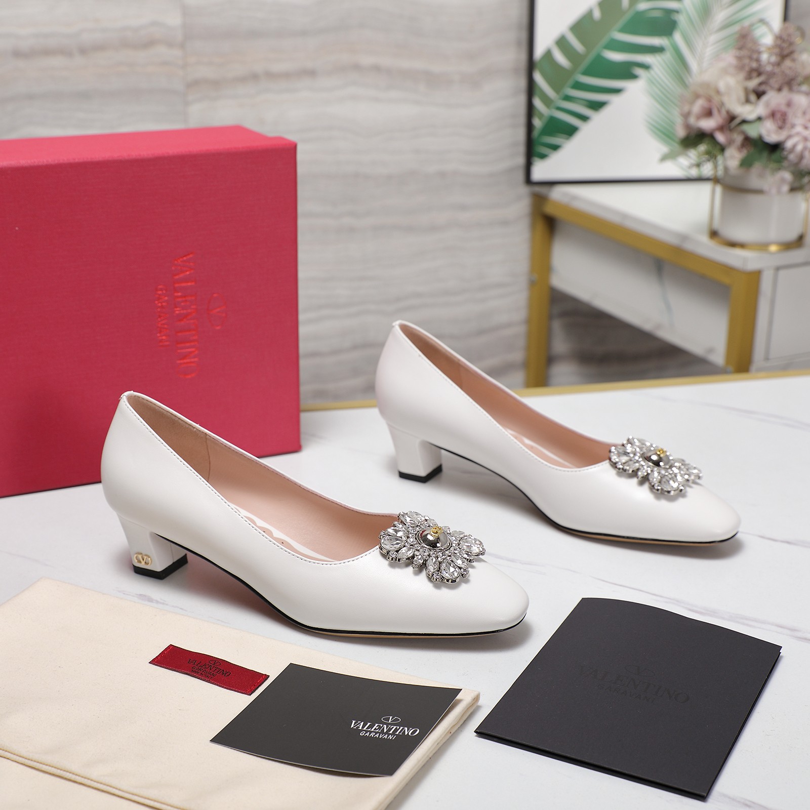 Valentino Women's Pumps with Crystal Embellishments - Elegant Mid-Heel Shoes 5 a1741958286264 4611