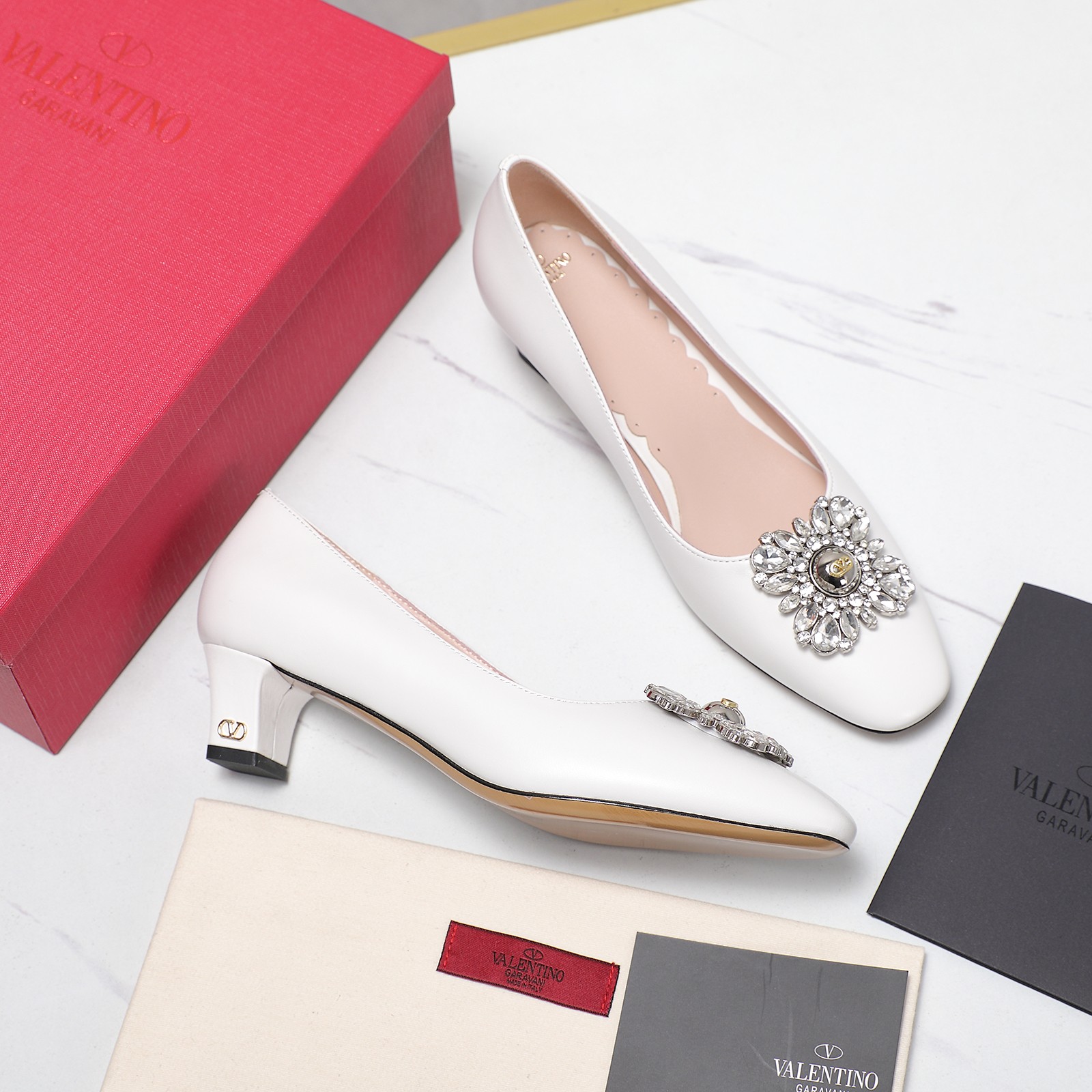 Valentino Women's Pumps with Crystal Embellishments - Elegant Mid-Heel Shoes 4 a1741958286308 2845
