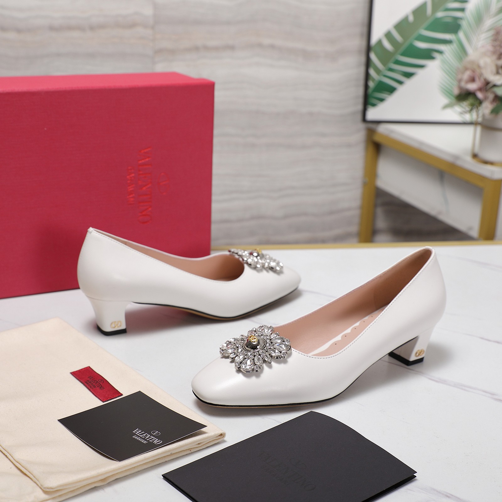 Valentino Women's Pumps with Crystal Embellishments - Elegant Mid-Heel Shoes 9 a1741958309127 3181
