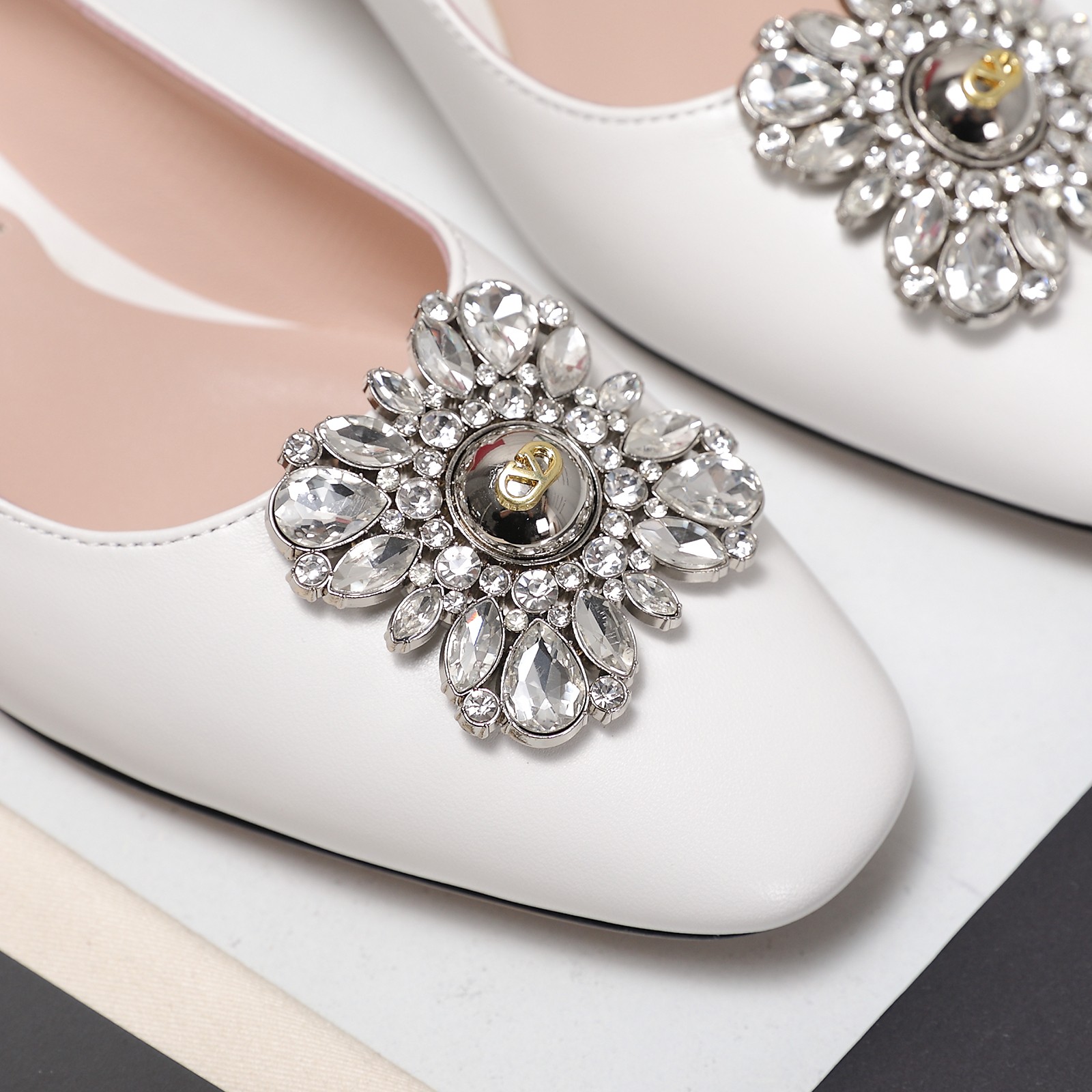 Valentino Women's Pumps with Crystal Embellishments - Elegant Mid-Heel Shoes 10 a1741958309137 2844