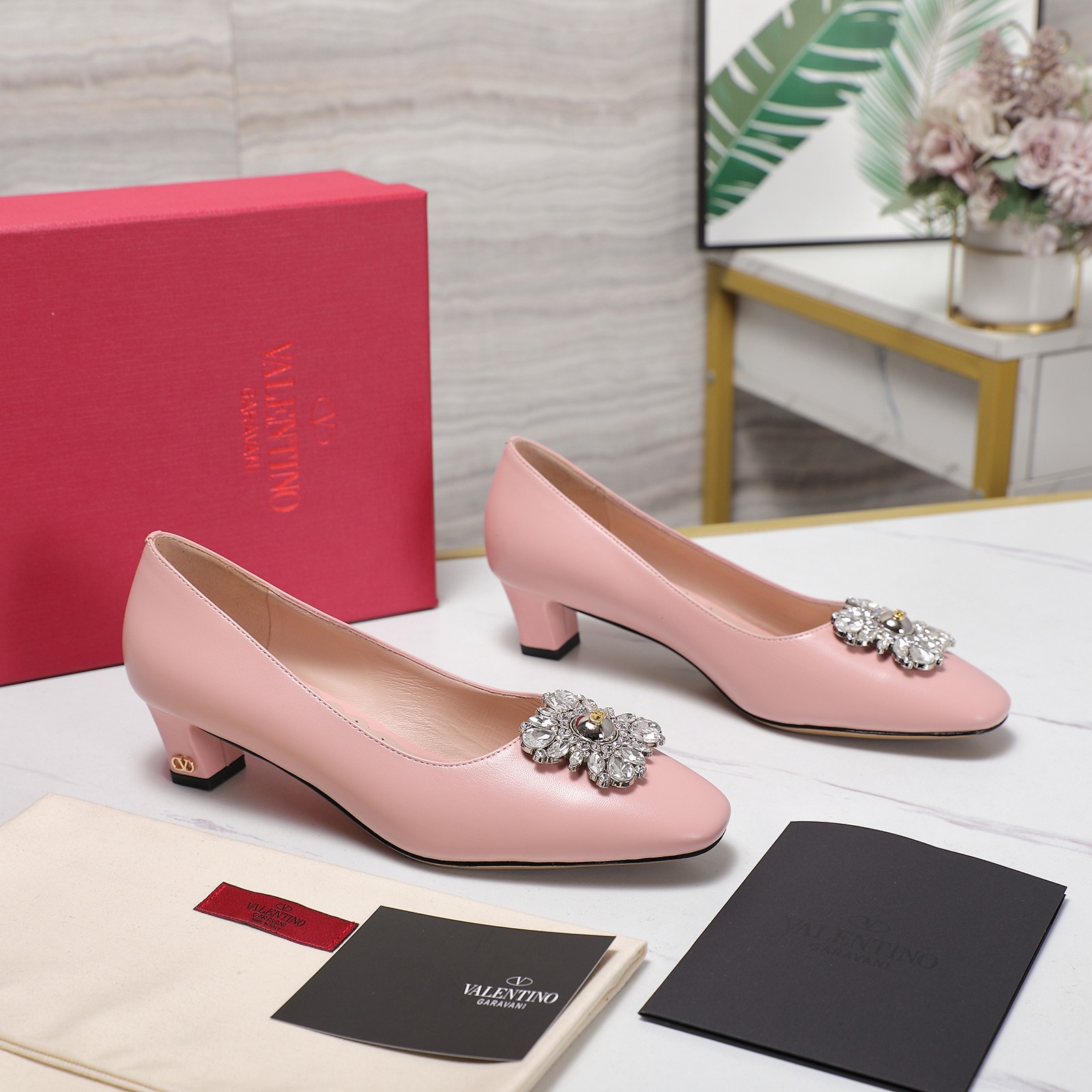 Valentino Women's Mid-Heel Pumps with Rhinestone Buckle - Retro Elegance 4 a1741958341264 5251