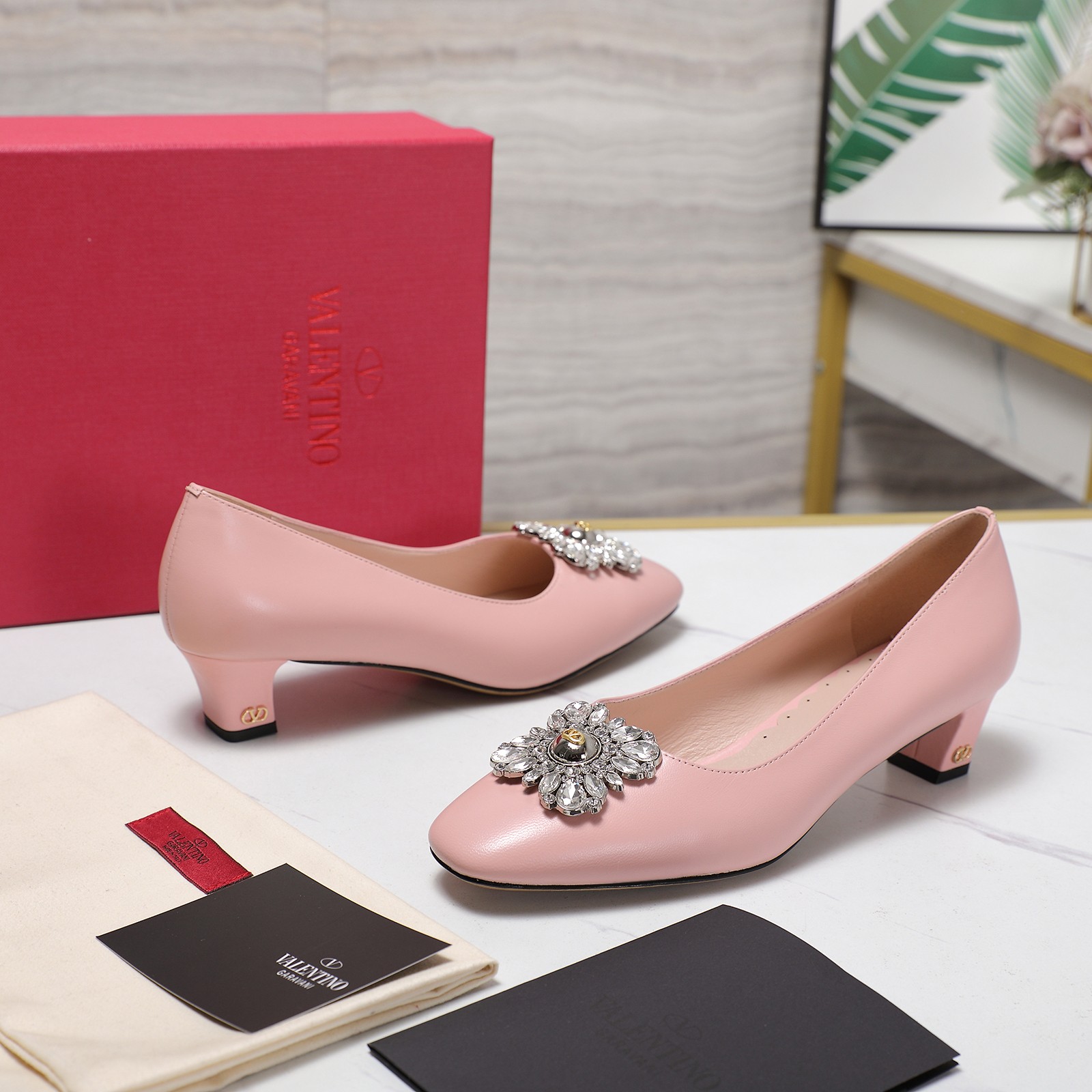 Valentino Women's Mid-Heel Pumps with Rhinestone Buckle - Retro Elegance 3 a1741958342439 6821