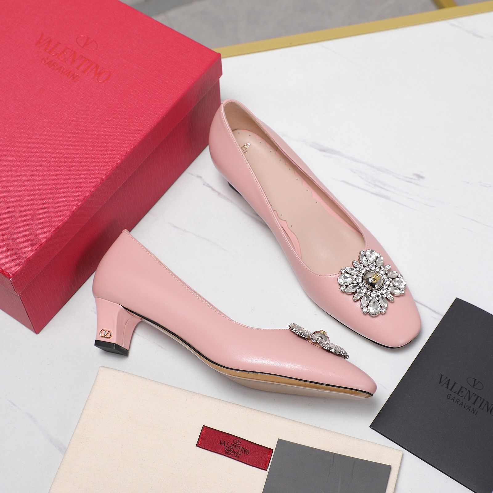 Valentino Women's Mid-Heel Pumps with Rhinestone Buckle - Retro Elegance 10 a1741958342449 2718