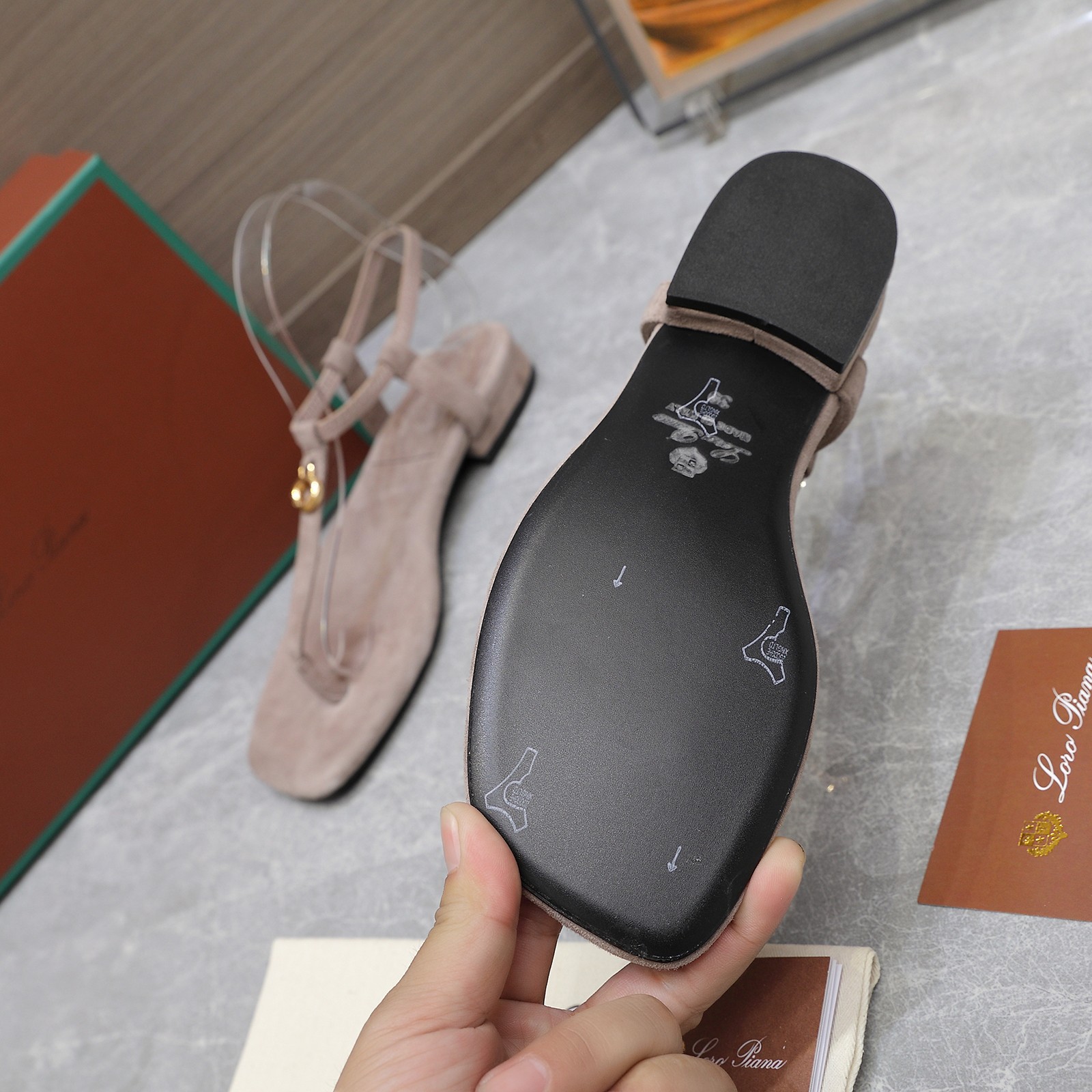 Loro Piana Mindil Suede Thong Sandals with Adjustable Ankle Strap 6 a1742300997942 4140