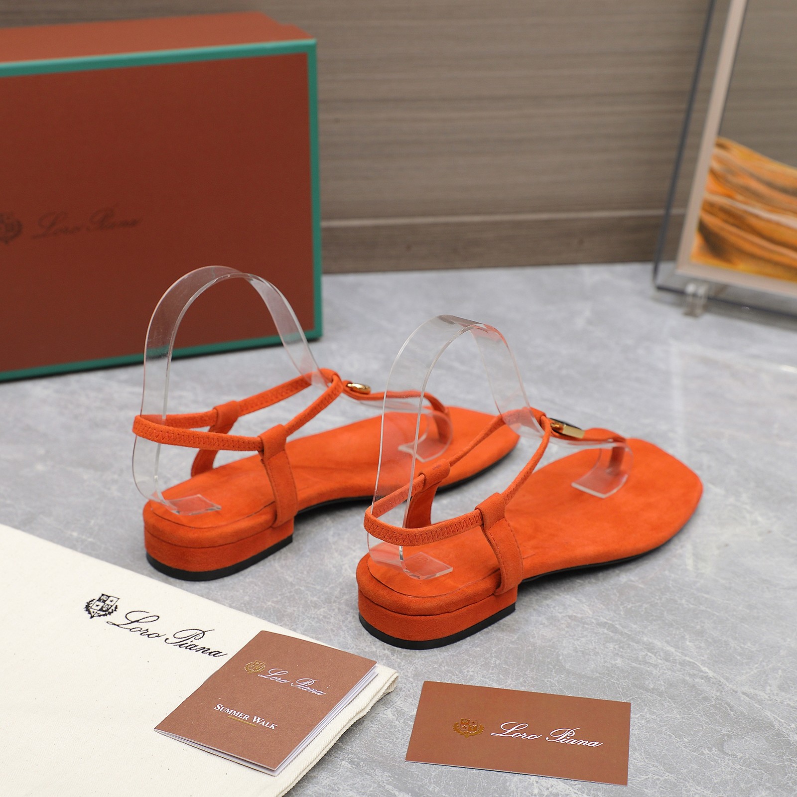 Loro Piana Mindil T-Strap Thong Sandals in Orange Suede Leather 9 a1742302109054 3656
