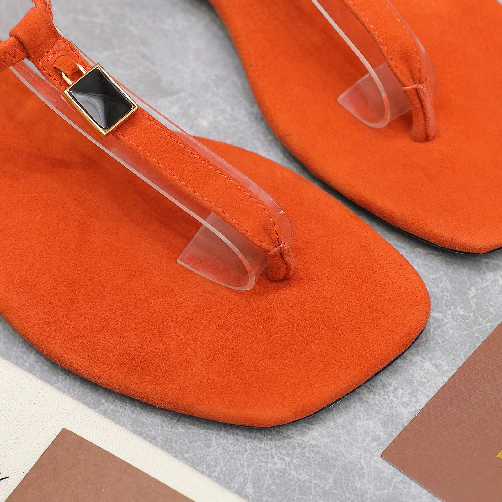 Loro Piana Mindil T-Strap Thong Sandals in Orange Suede Leather 10 a1742302151561 7808