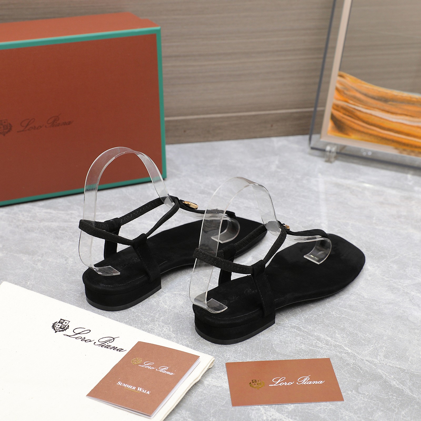 Loro Piana Mindil Black Leather T-Strap Sandals with Charm, Elegant Summer Style 10 a1742302669334 5401