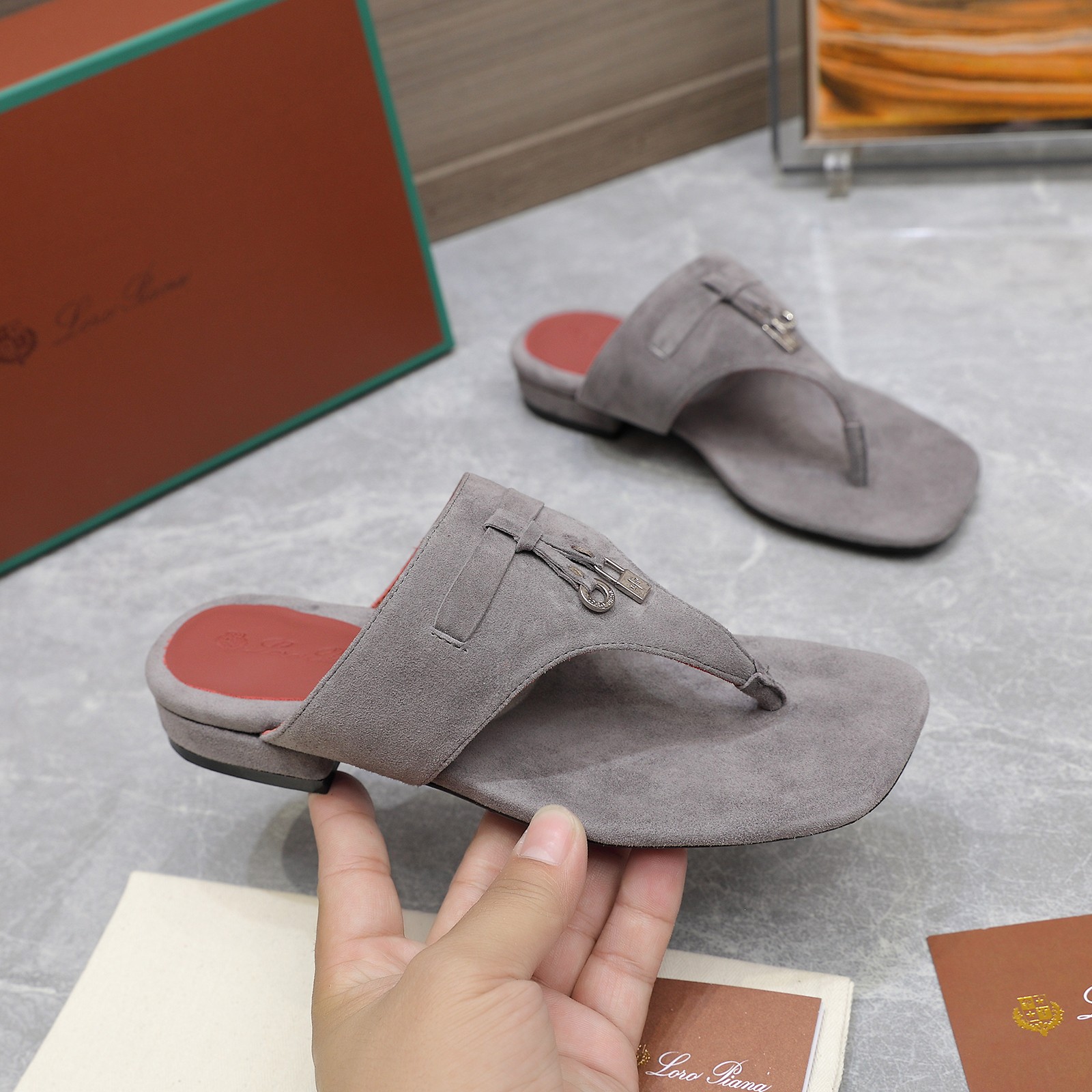 Loro Piana Mindil T-Strap Thong Sandals in Soft Suede with Delicate Accents 2 a1742304247675 1845