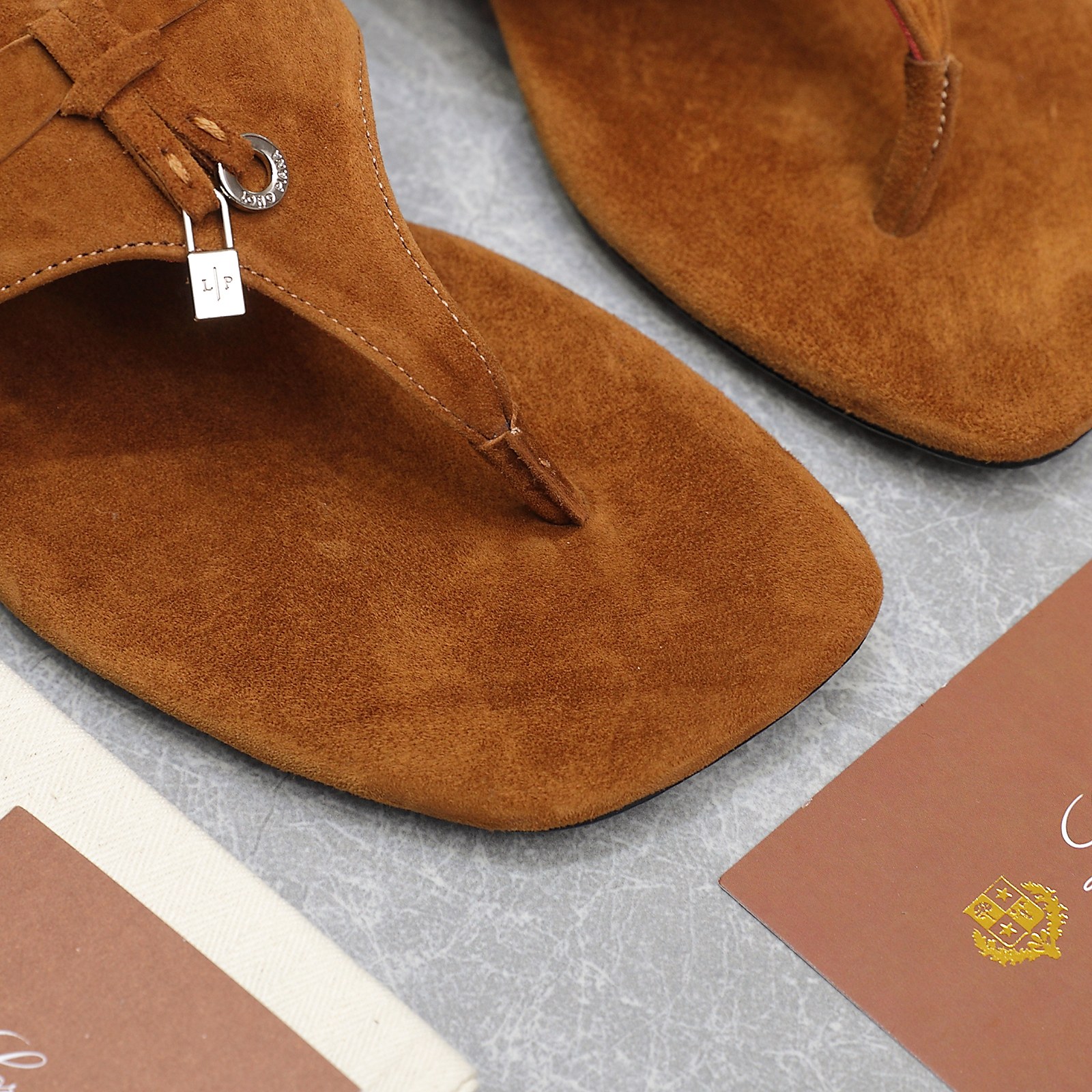 Loro Piana Mindil Suede T-Strap Thong Sandals with Leather Lining & Sole 7 a1742304278041 3422