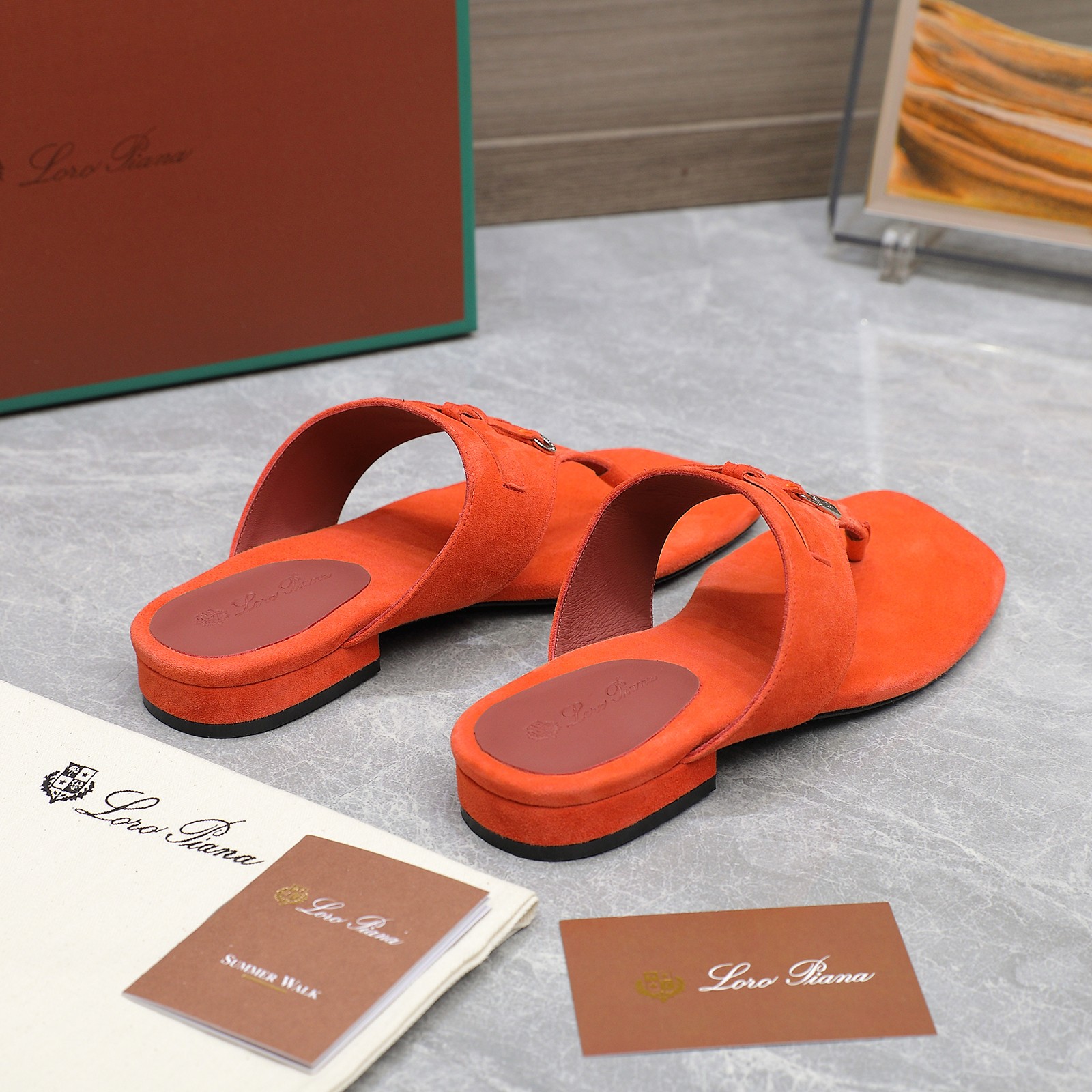 Loro Piana Mindil Orange Suede T-Strap Thong Sandals - Summer Ready 5 a1742304306824 2283