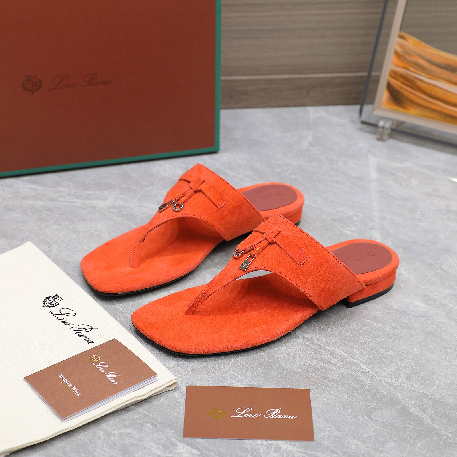 Loro Piana Mindil Orange Suede T-Strap Thong Sandals - Summer Ready 4 a1742304306867 3018