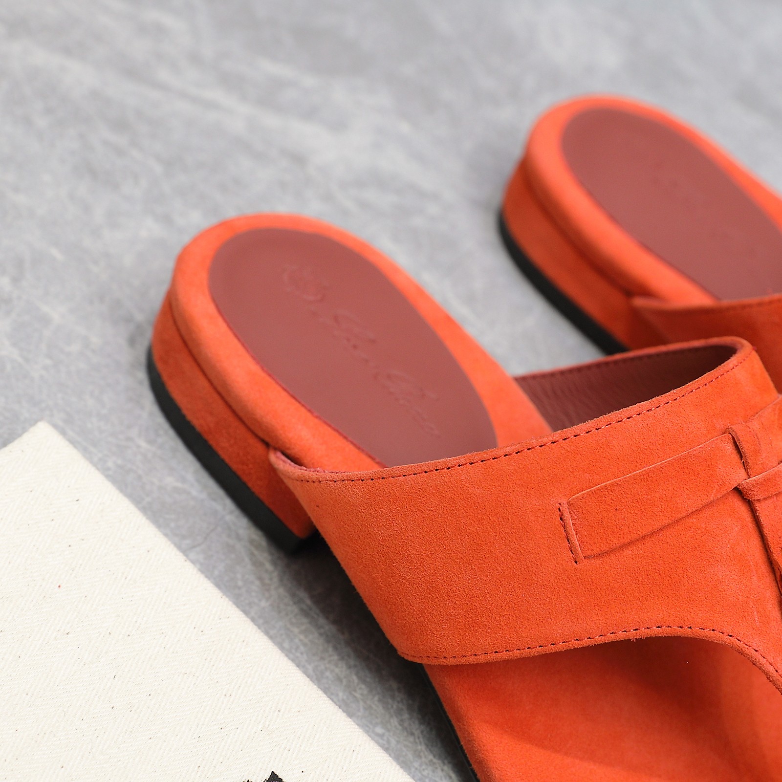 Loro Piana Mindil Orange Suede T-Strap Thong Sandals - Summer Ready 9 a1742304307956 4715