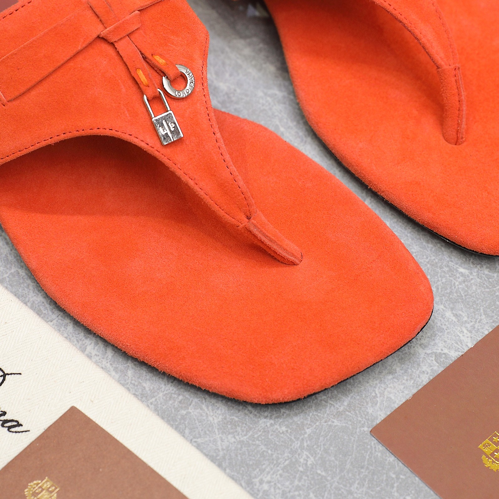 Loro Piana Mindil Orange Suede T-Strap Thong Sandals - Summer Ready 8 a1742304307970 3650