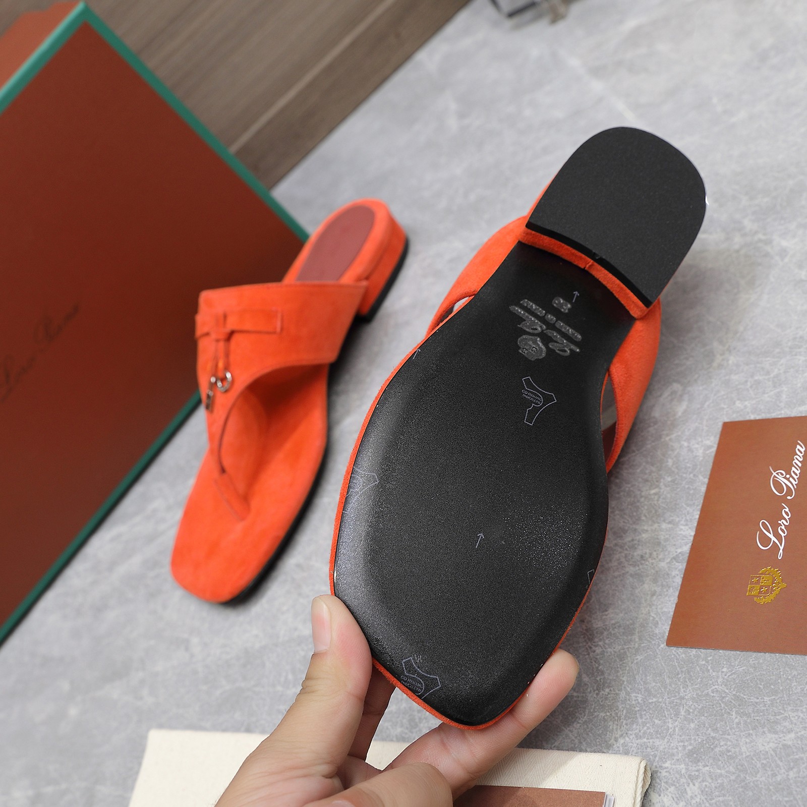 Loro Piana Mindil Orange Suede T-Strap Thong Sandals - Summer Ready 10 a1742304307972 1777