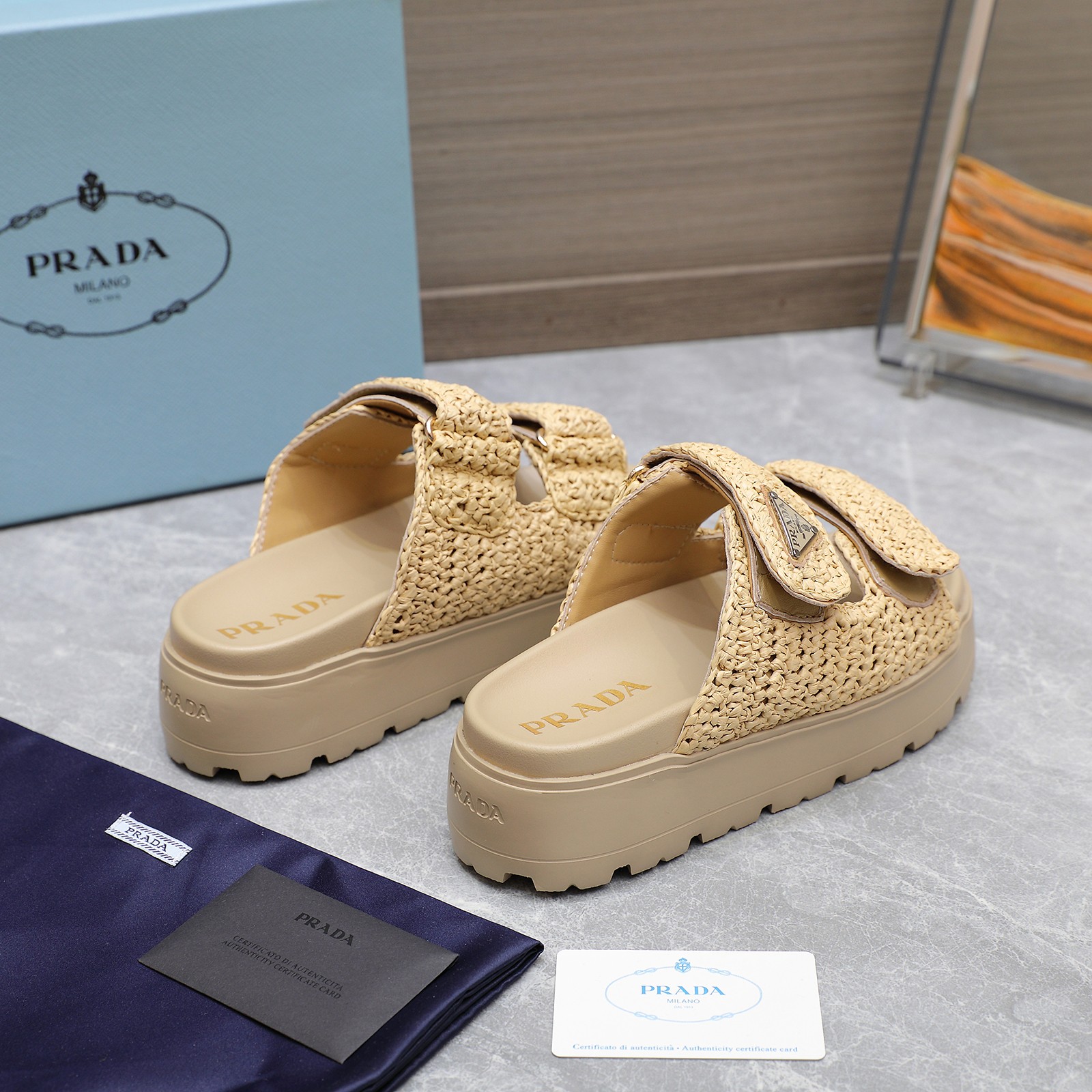 Prada Woven Raffia Platform Sandals - Chic Summer Style with Logo Detail 10 a1742316455065 1206