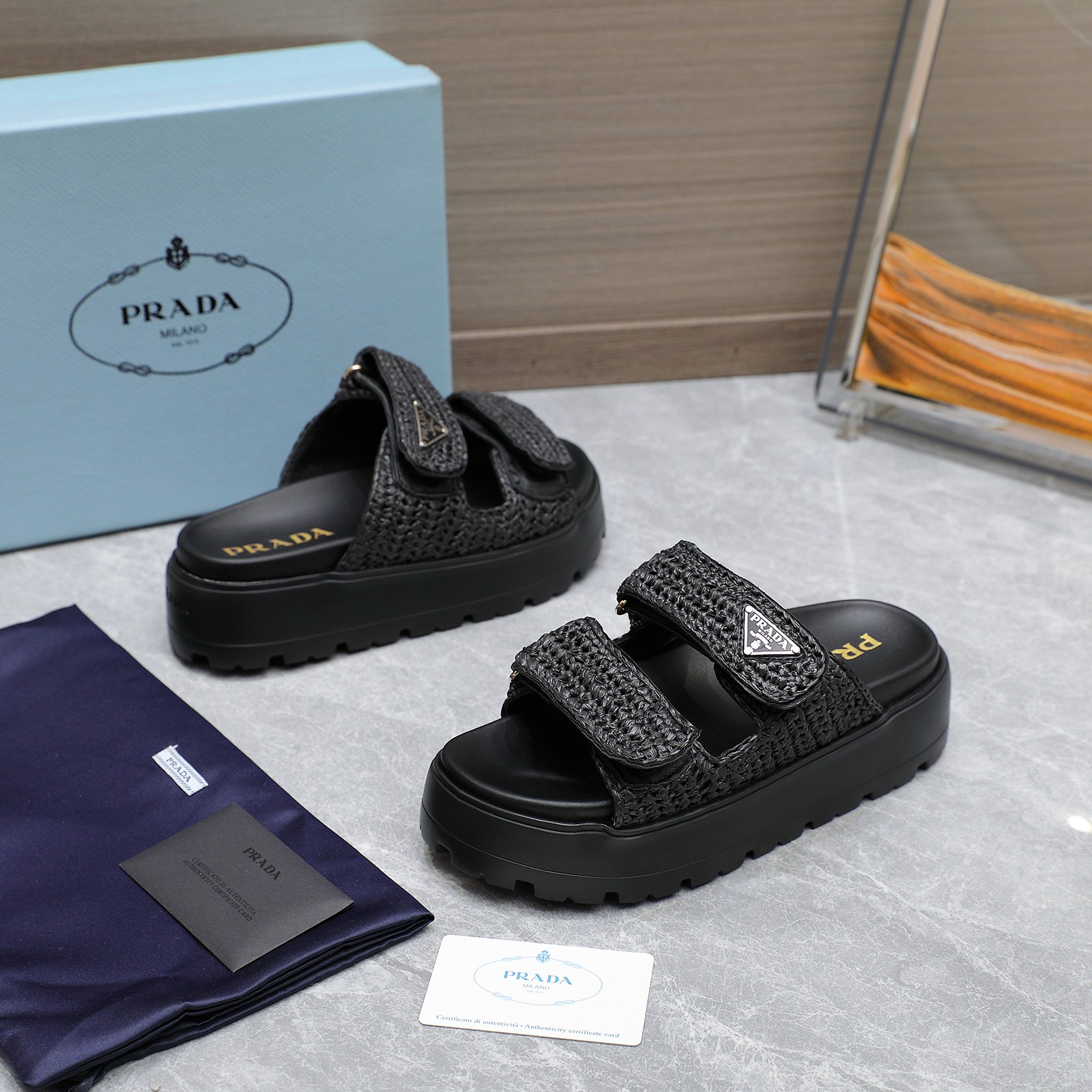 Prada Woven Platform Sandals, Stylish Women's Summer Beach Shoes 8 a1742316487630 5320