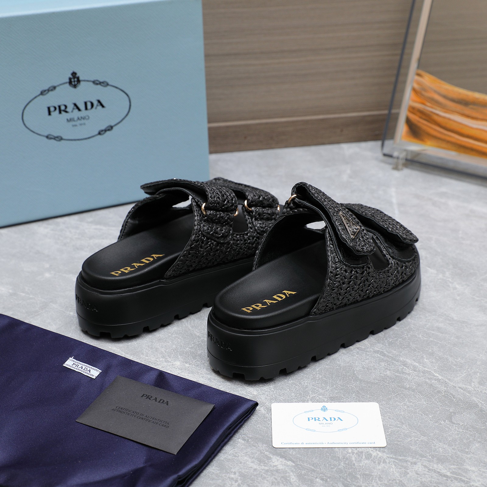 Prada Woven Platform Sandals, Stylish Women's Summer Beach Shoes 6 a1742316487635 5485