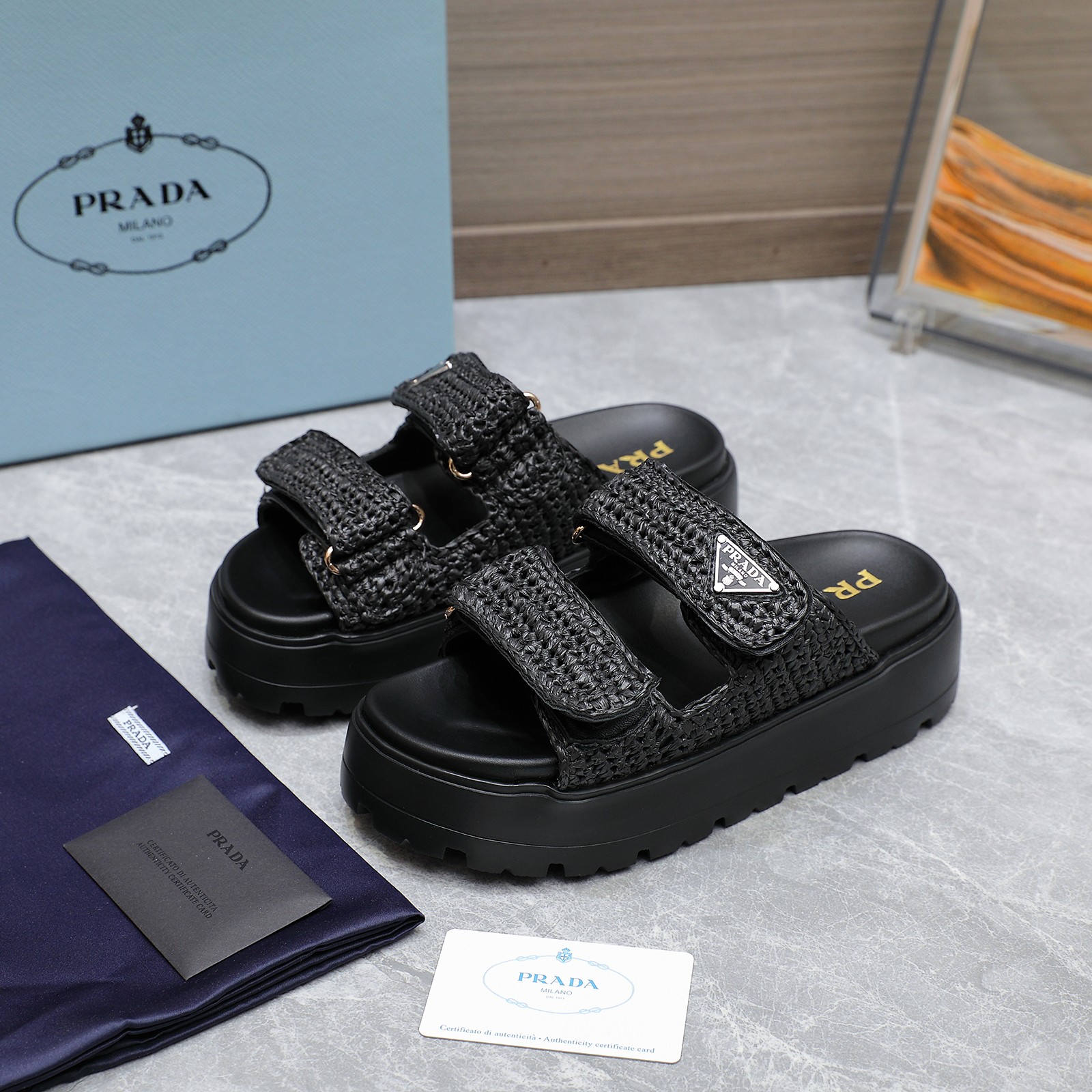 Prada Woven Platform Sandals, Stylish Women's Summer Beach Shoes 3 a1742316489143 2415