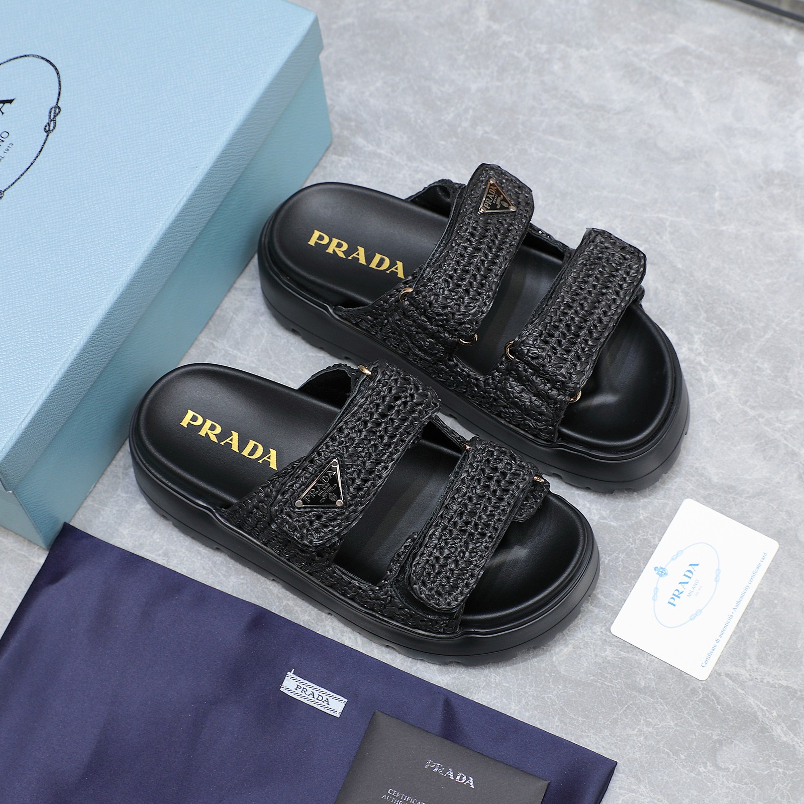 Prada Woven Platform Sandals, Stylish Women's Summer Beach Shoes 5 a1742316489152 0731
