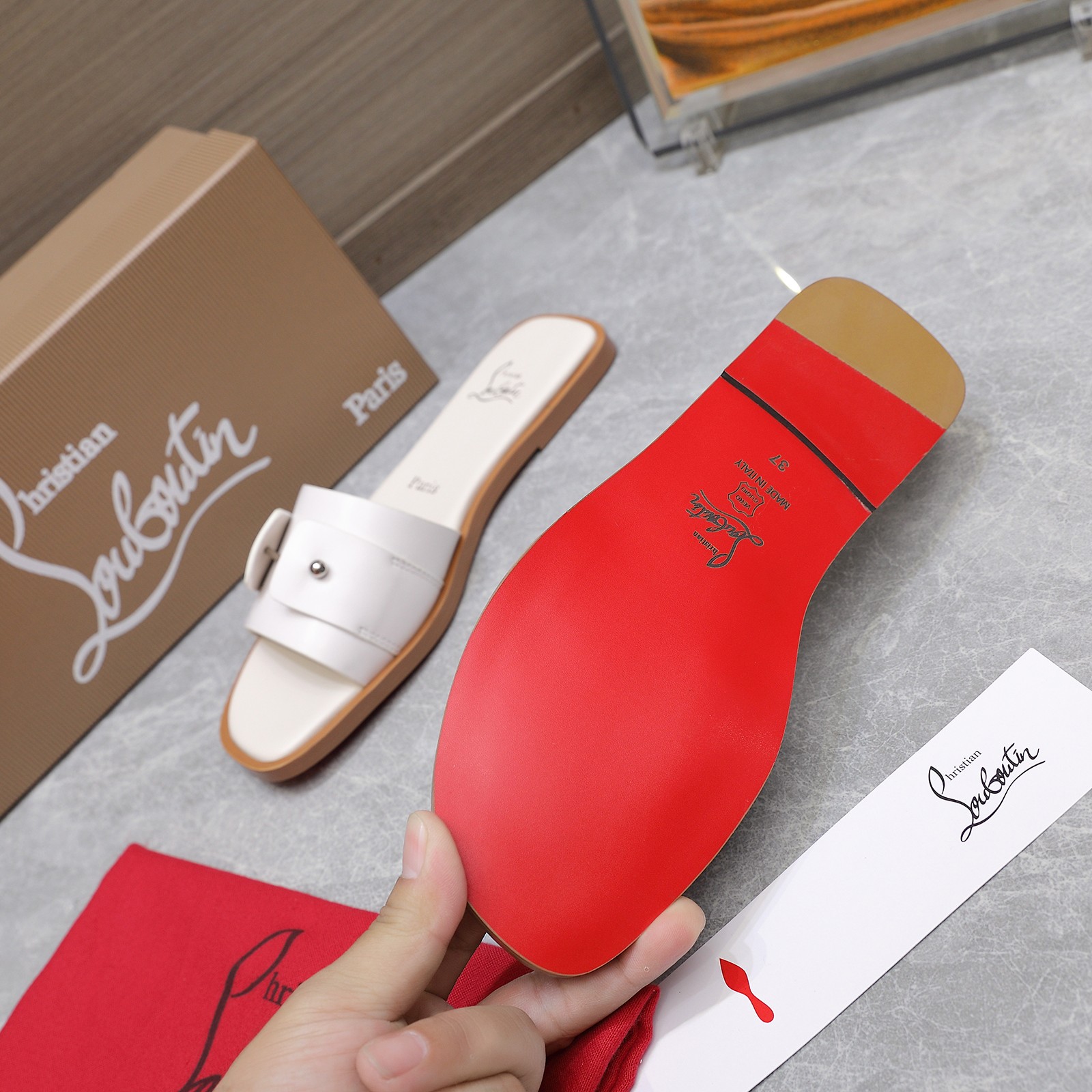 Christian Louboutin CL Red Bottom Shoes Inspired by Las Vegas Neon – Fine Craft, Custom, Zirconium Fabric.