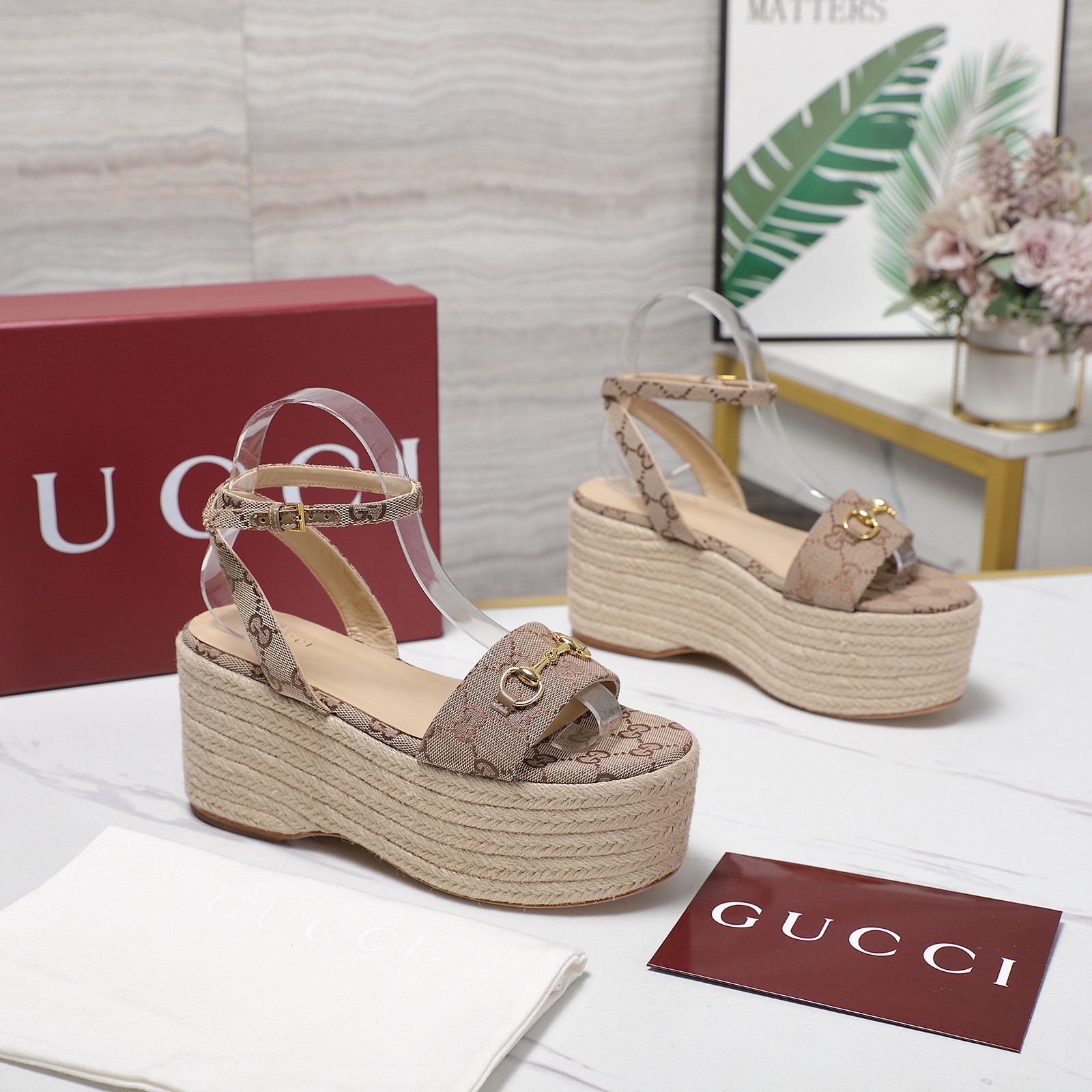Gucci Espadrille Platform Sandals with Ankle Strap and GG Canvas 8 a1744031563462 5315